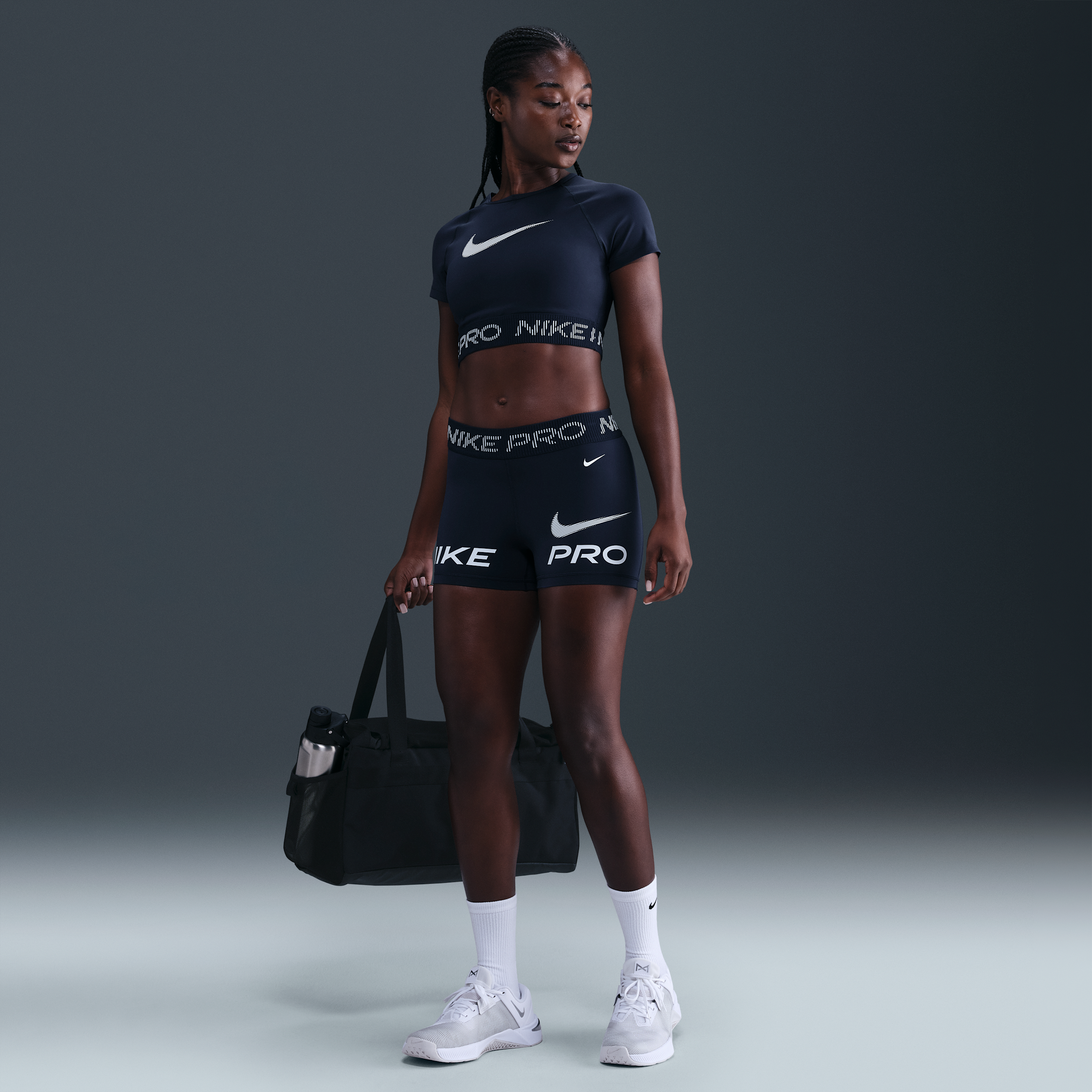 Nike Women's  Pro Mid-rise 3" Biker Shorts In Blue