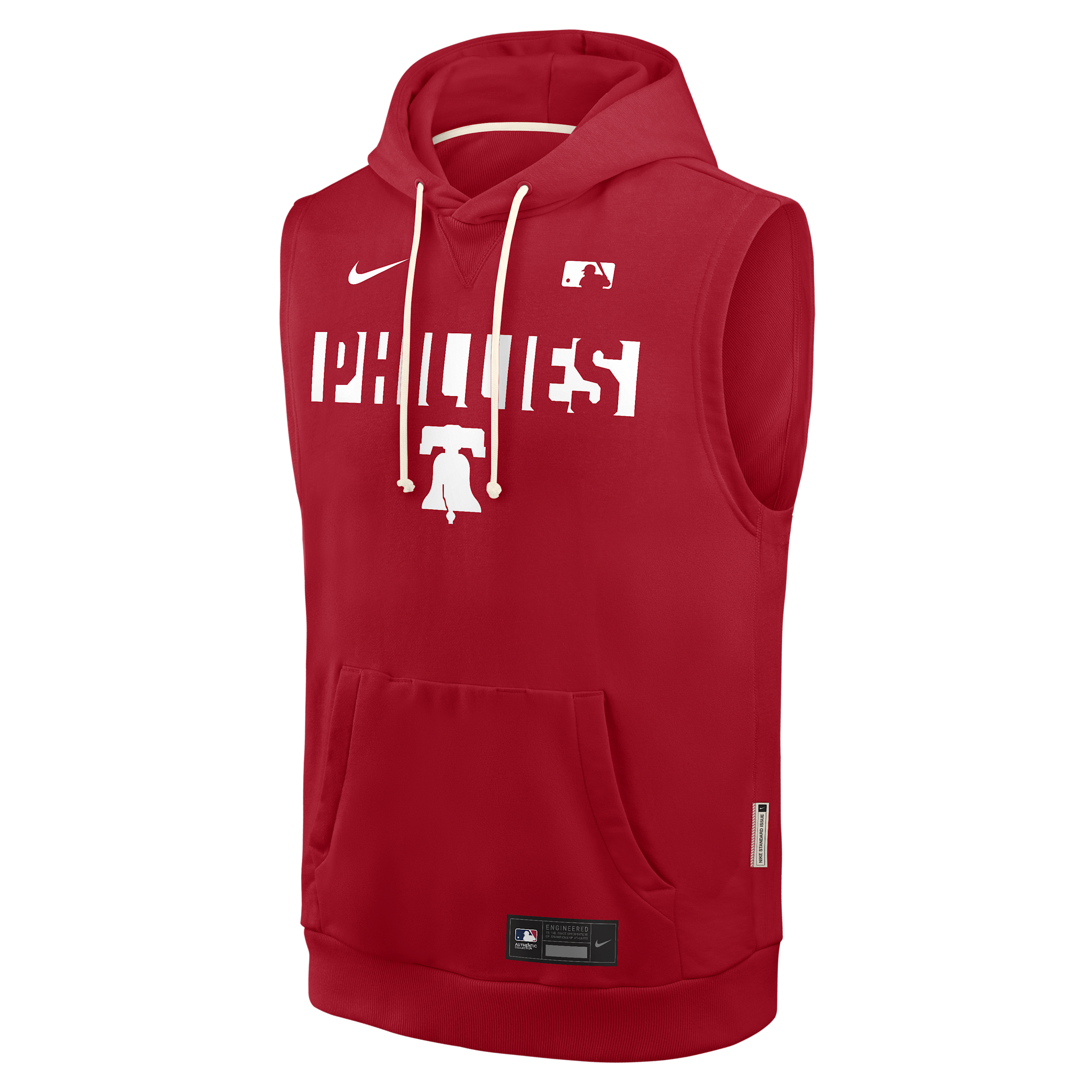 Philadelphia Phillies Authentic Collection Standard Issue Nike Men's Dri-FIT MLB Sleeveless Pullover Hoodie in Red | 03B462QPP-4T2