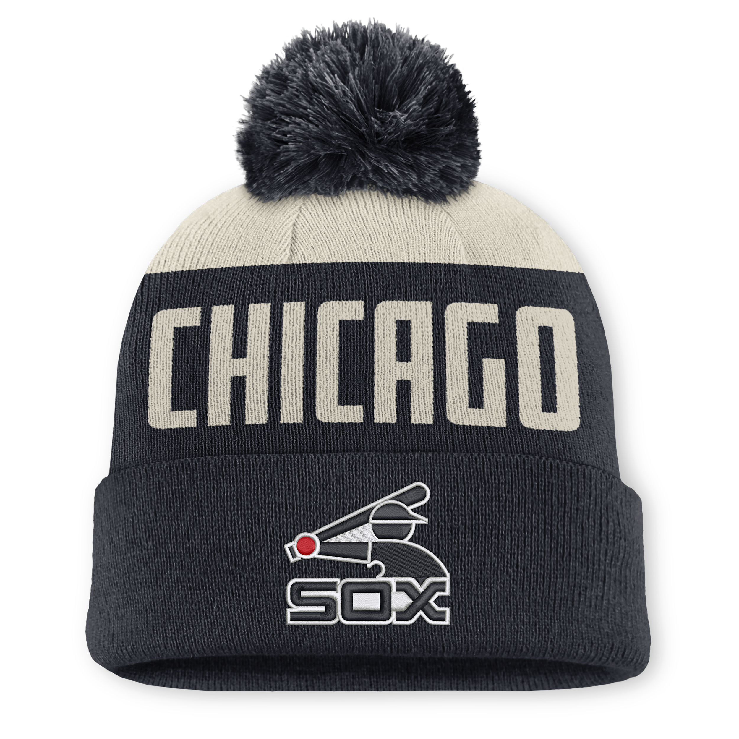 Chicago White Sox Cooperstown Peak Nike Men's MLB Cuffed Pom Beanie in White | NB160JPDCWS-5JZ