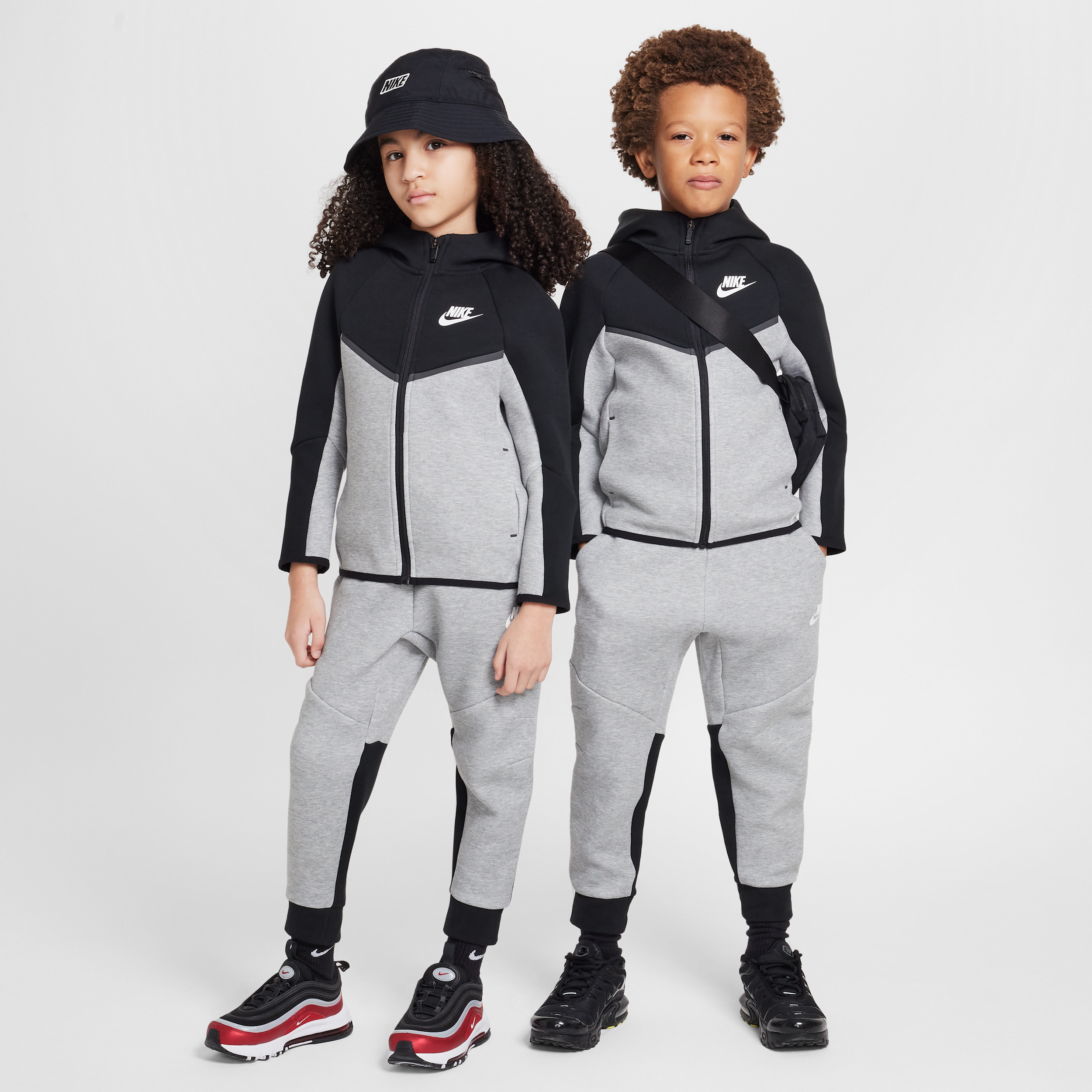 Nike Sportswear Little Kids' Tech Fleece 2-piece Full-zip Set In Grey