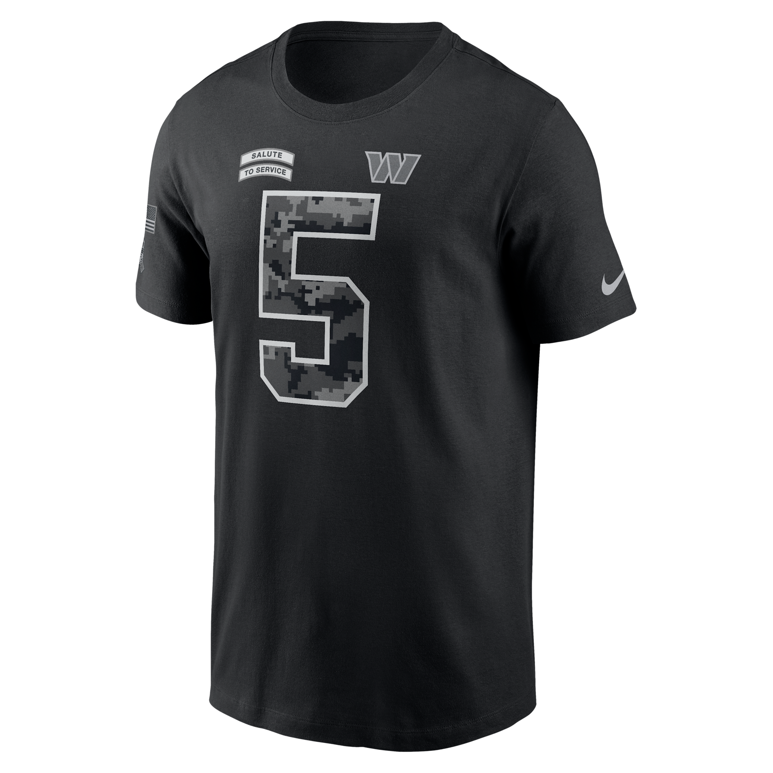 Jayden Daniels Washington Commanders Salute to Service Nike Men's NFL T-Shirt in Black | N19900AF3Y-LNC