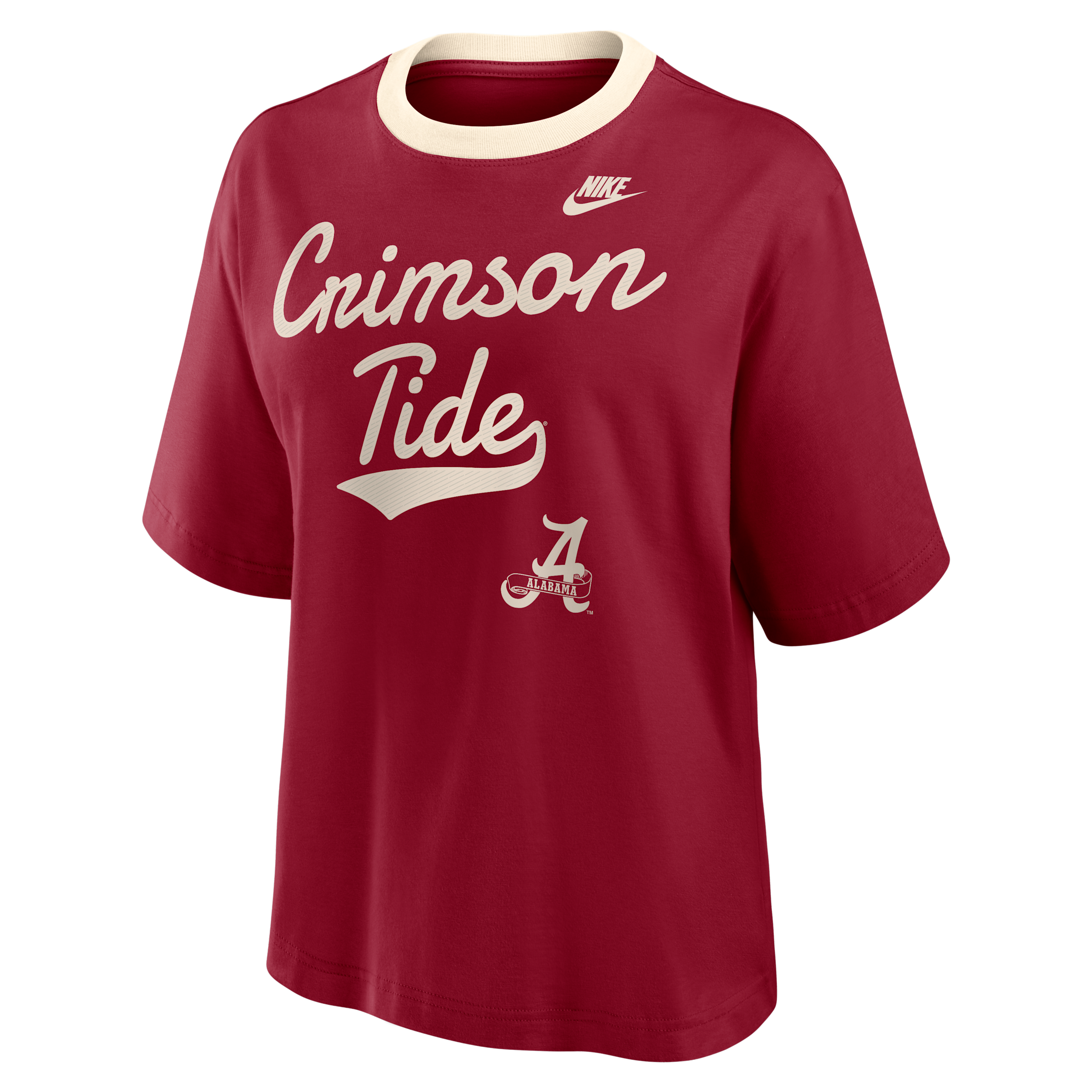 Nike Women's Alabama Crimson Tide Legacy Fight Song Boxy Dropped Shoulder T-Shirt - Crimson, Natural