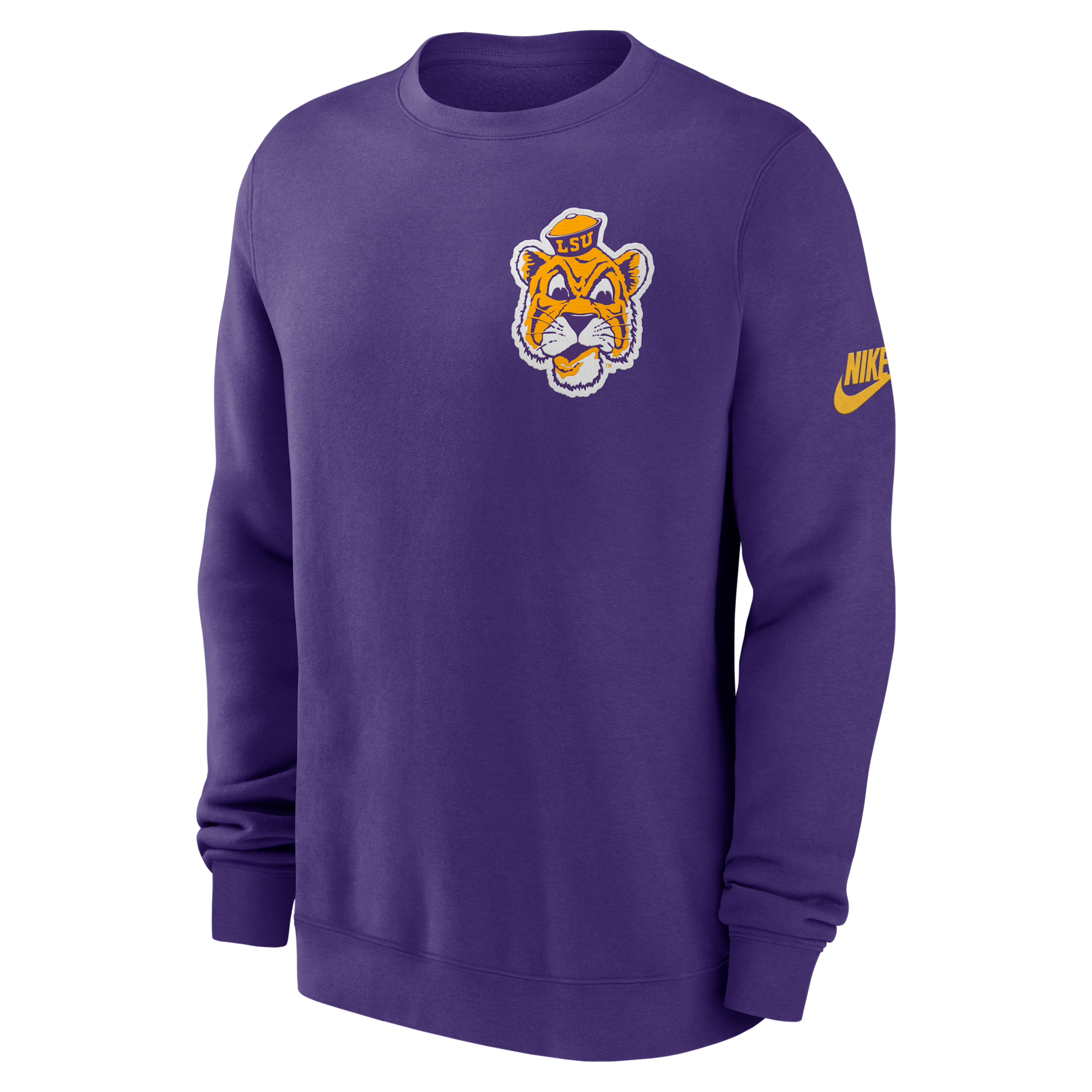 Nike Men's LSU Tigers Court Purple Club Legacy Twill Crewneck Sweatshirt, Small