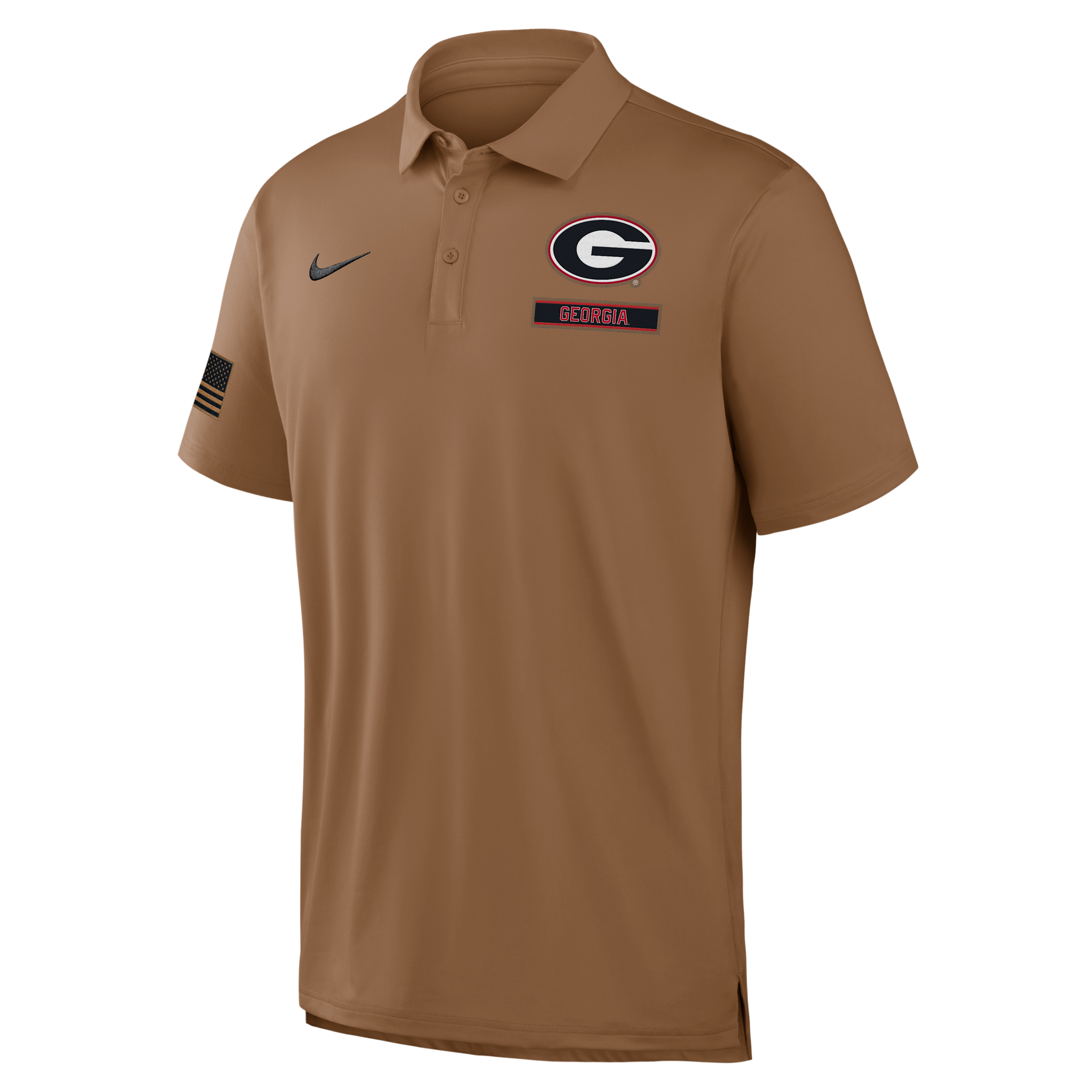 Georgia Military Appreciation Nike Men's Dri-FIT College Polo in Brown | 04PF2EAGBN-YG7