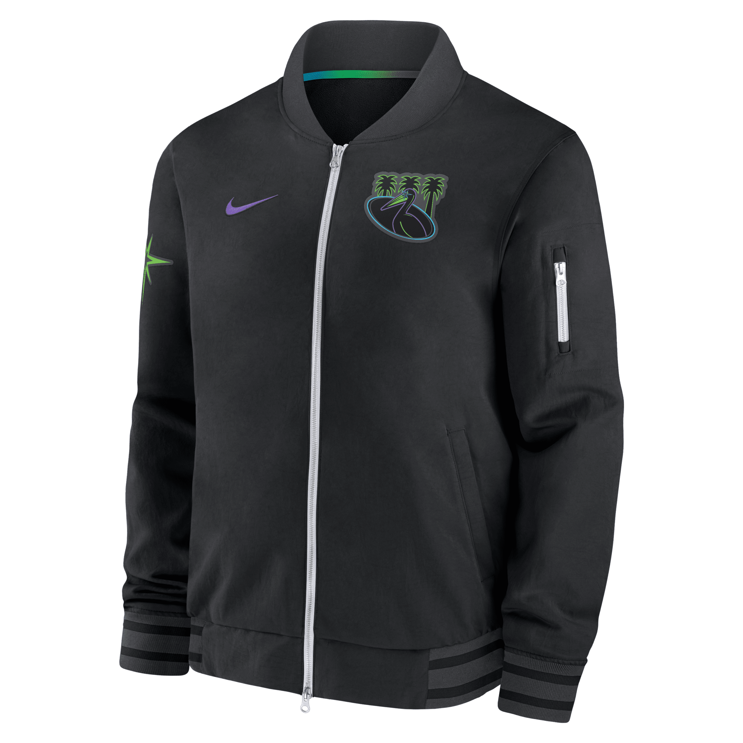 Nike Tampa Bay Rays Authentic Collection City Connect Game Time  Men's Mlb Full-zip Bomber Jacket In Blue