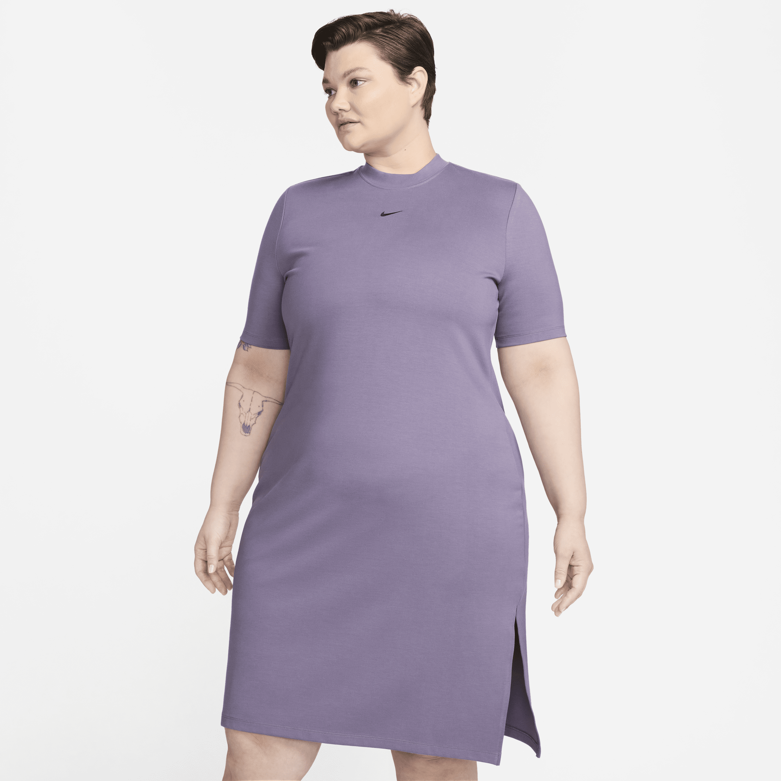 Shop Nike Women's  Sportswear Essential Midi Dress (plus Size) In Purple