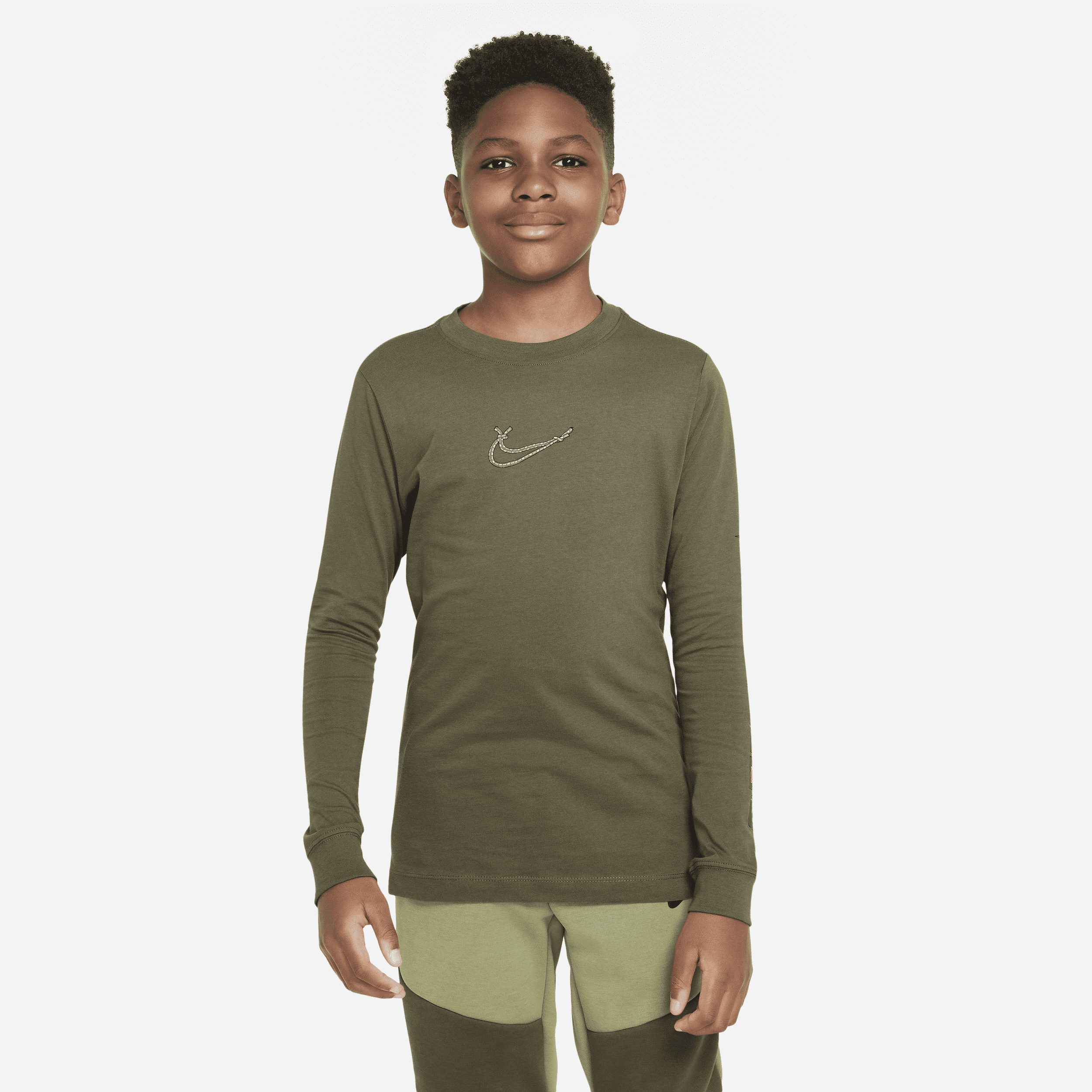 Nike Sportswear Big Kids' Long-sleeve T-shirt In Green