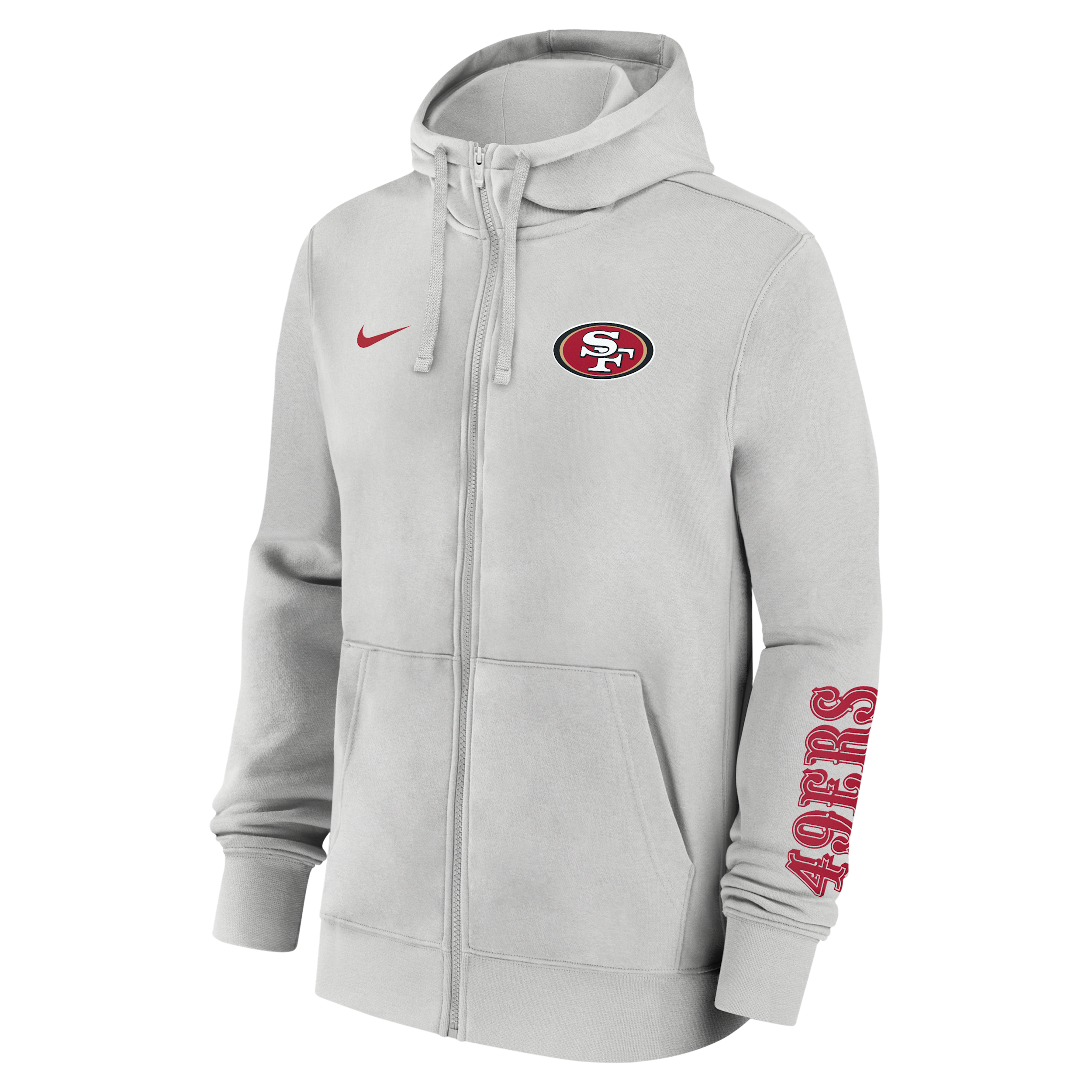 San Francisco 49ers Club Nike Men's NFL Full-Zip Hoodie in Grey | 01NC0BB9B-1LR