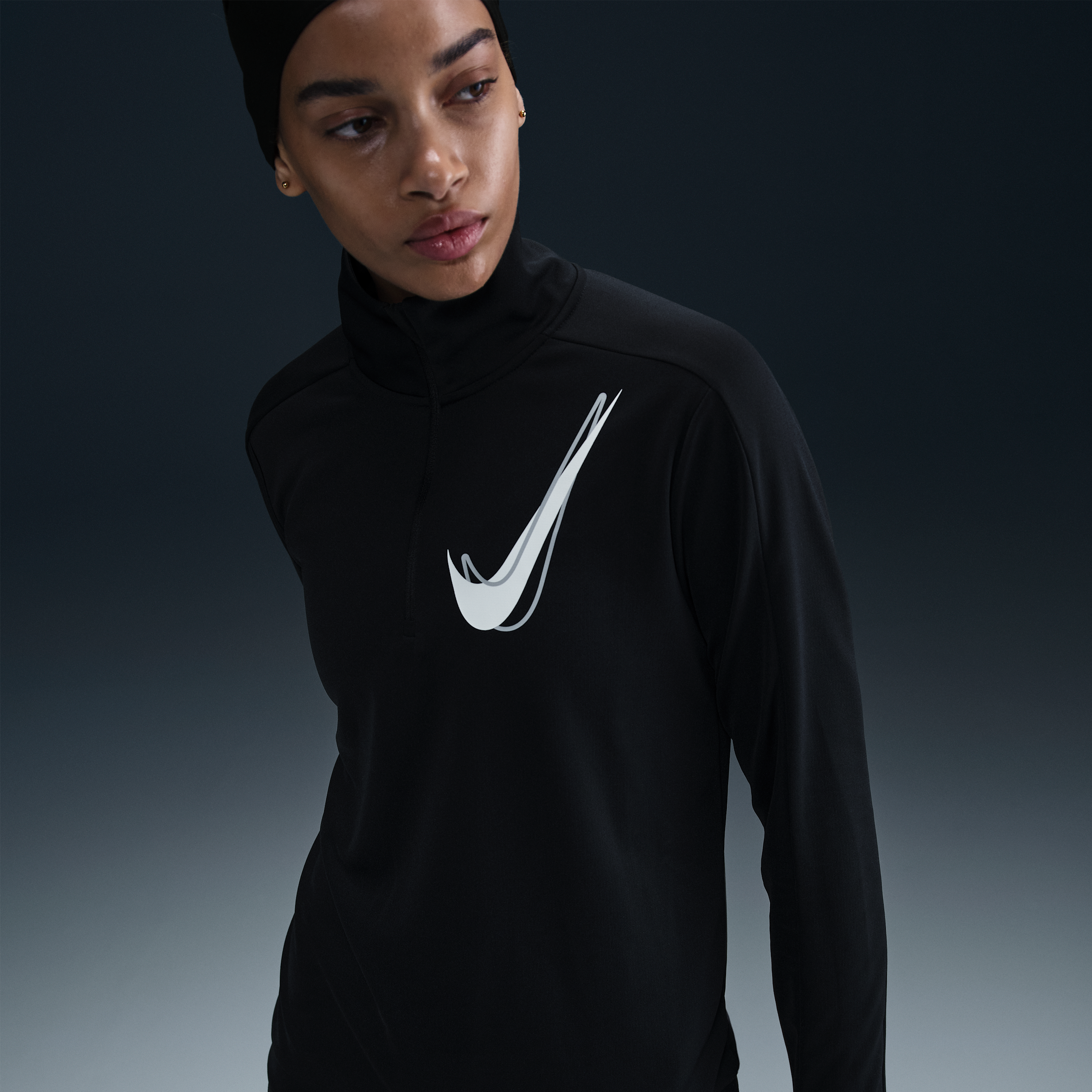 Nike Women's Swoosh Dri-fit 1/2-zip Running Mid Layer In Black