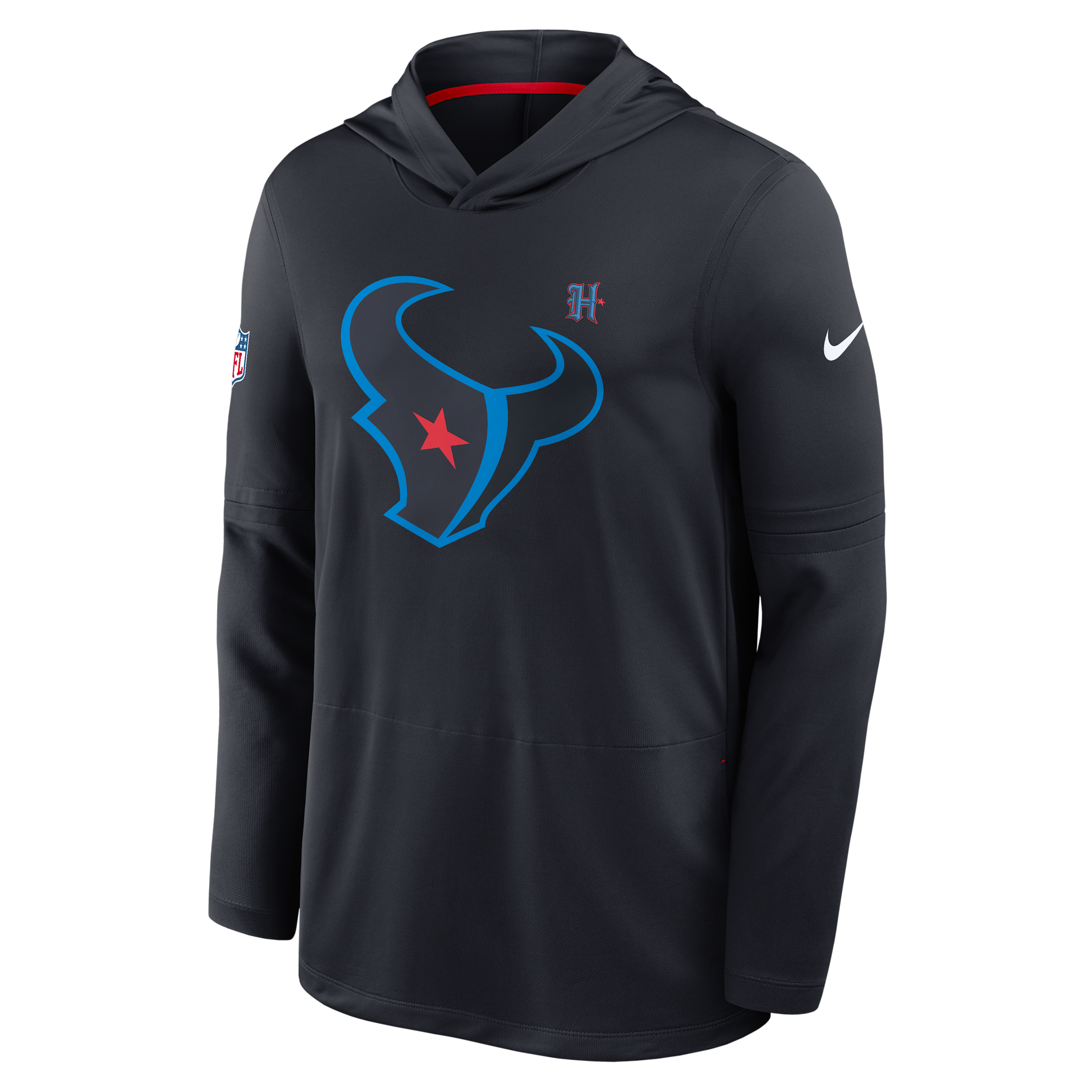 Men's Nike Navy Houston Texans Sideline Alternate Lightweight Long Sleeve Hooded Dri-FIT T-Shirt