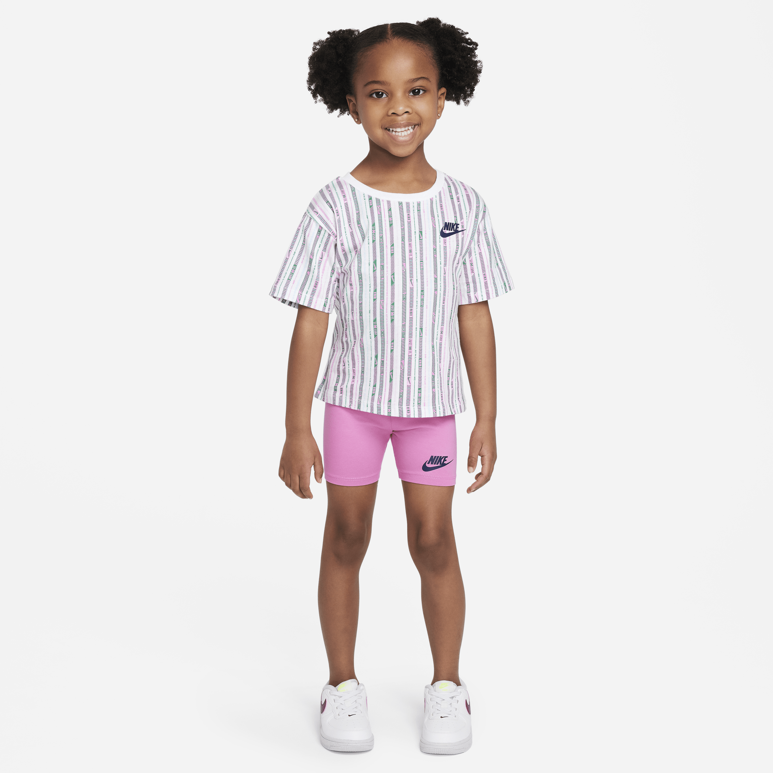 Shop Nike Happy Camper Toddler Bike Shorts Set In Pink