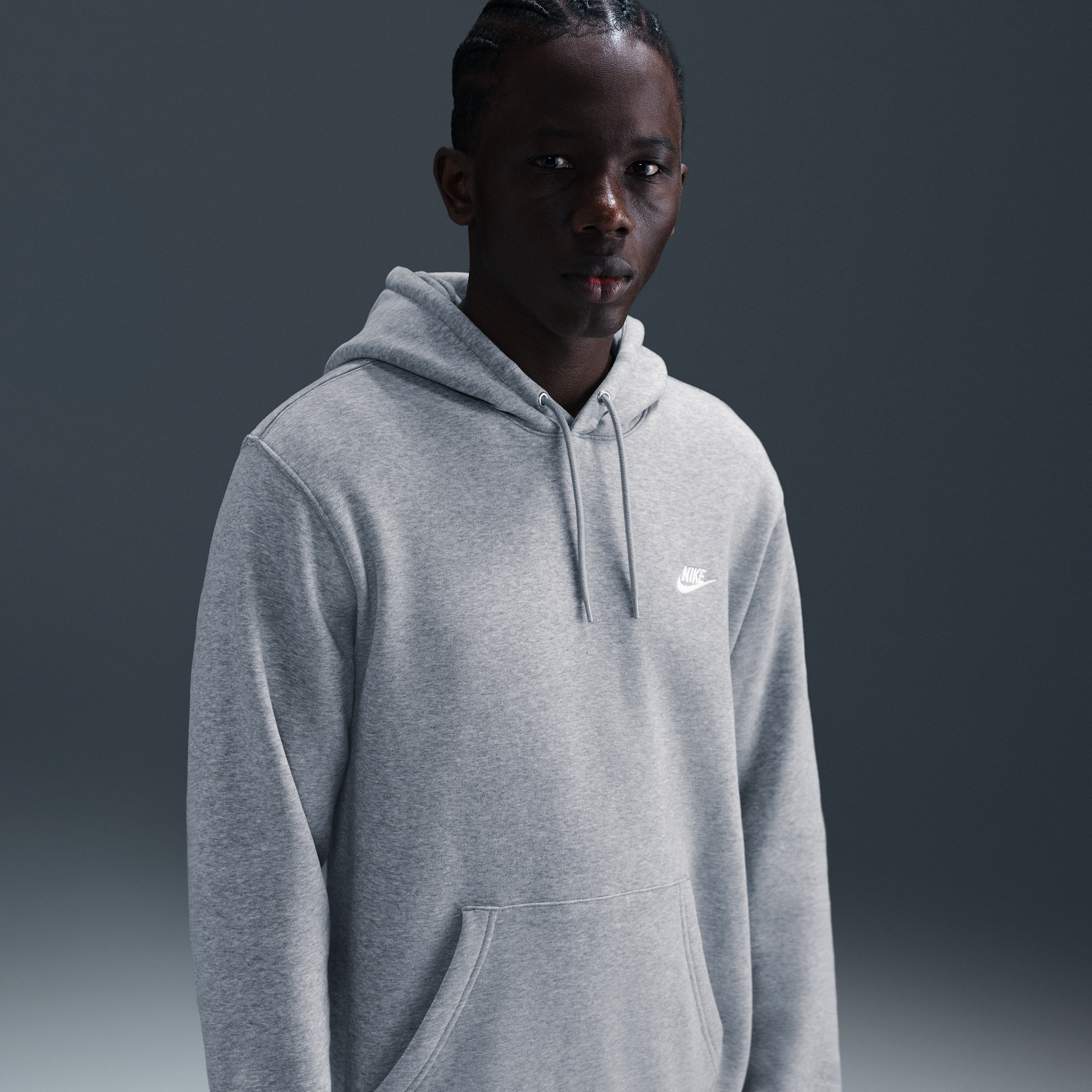 Nike Club Fleece Pullover Hoodie In Grey