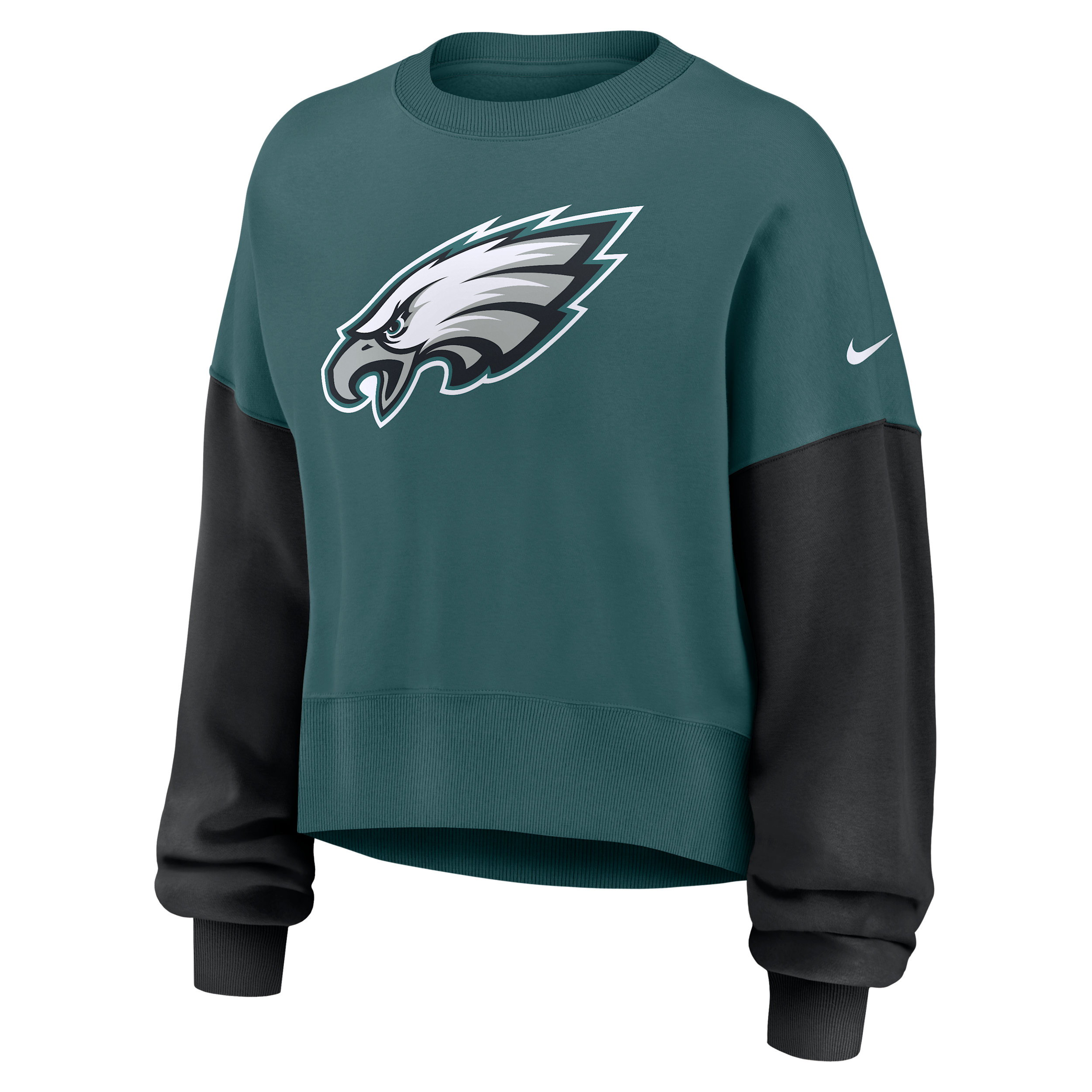 Nike Midnight Green Philadelphia Eagles Oversized Color-block Pullover Sweatshirt In Green