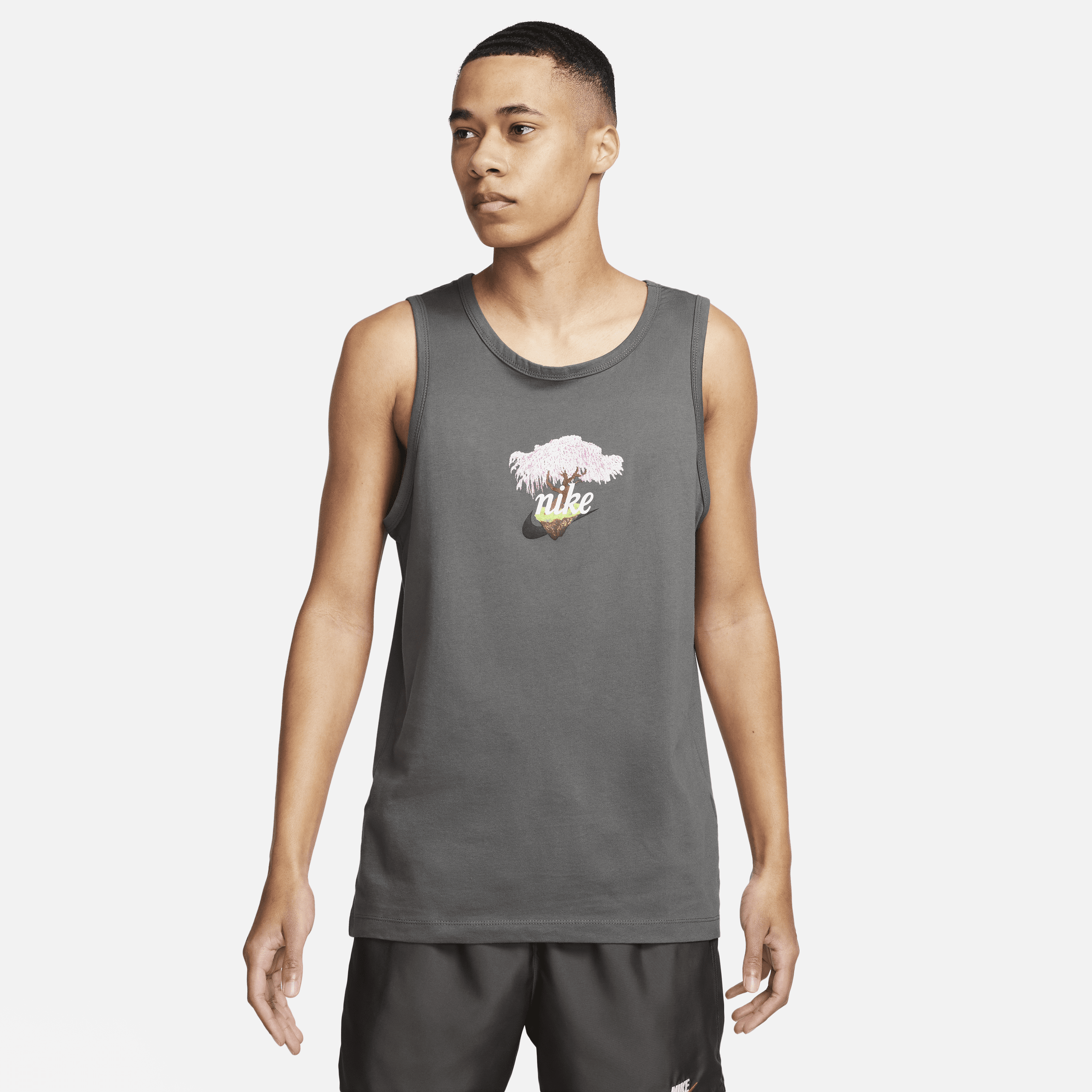 Nike Men's  Sportswear Club Cherry Blossom Tank Top In Grey