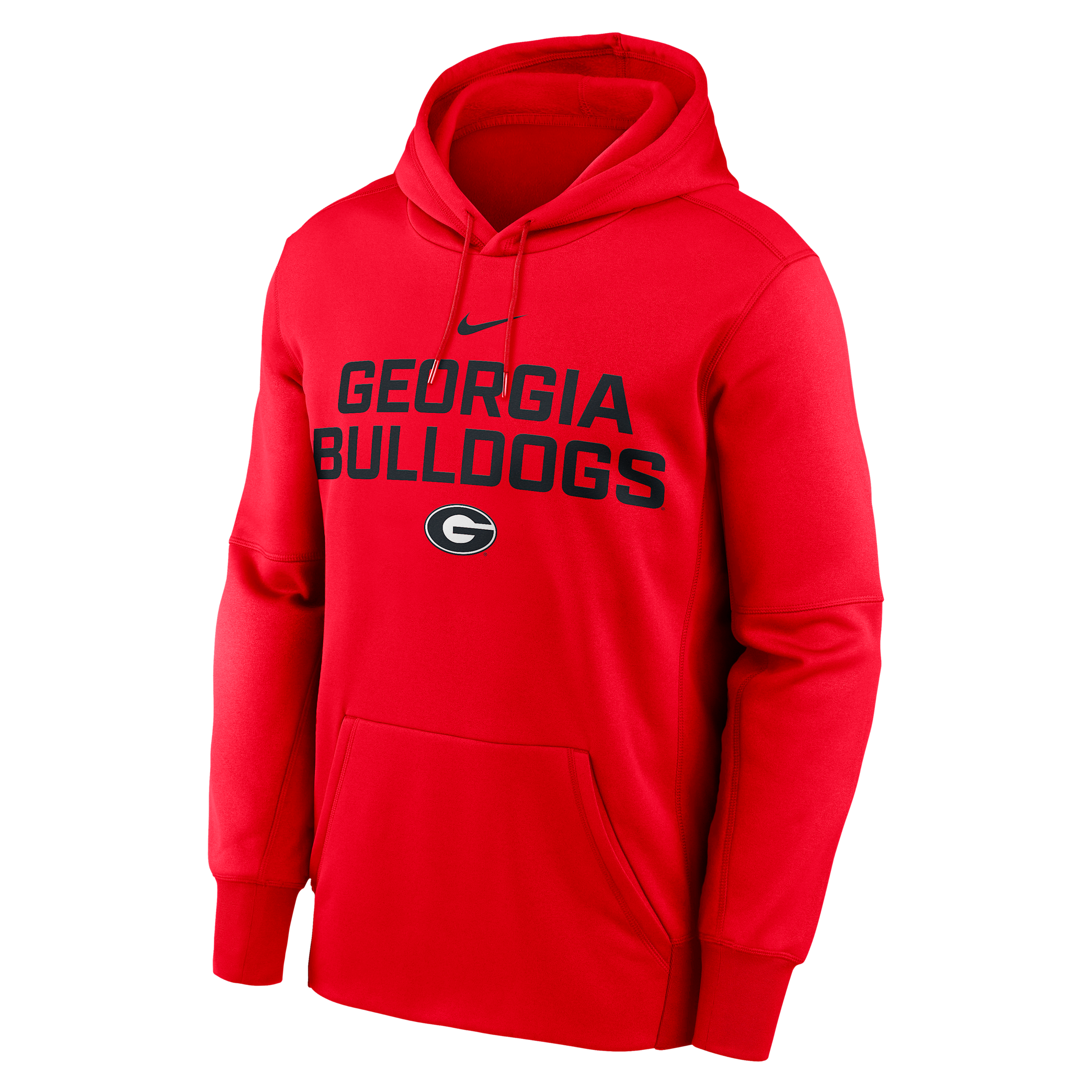 Nike Men's Georgia Team Stacked Menâs  Therma College Pullover Hoodie In Red