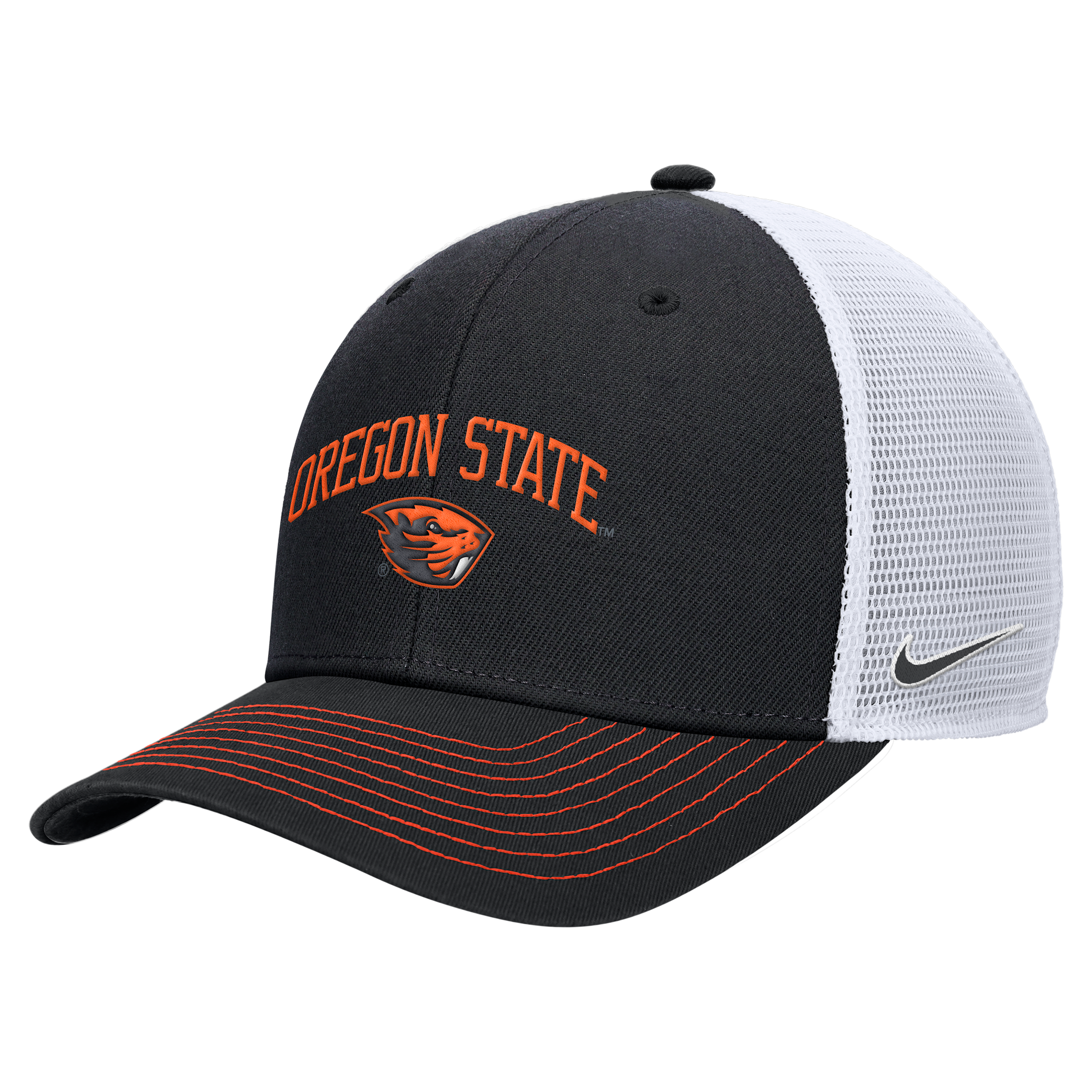 Oregon State Rise Nike Unisex College Trucker Adjustable Hat in Black | C11794C766ORST-BLK