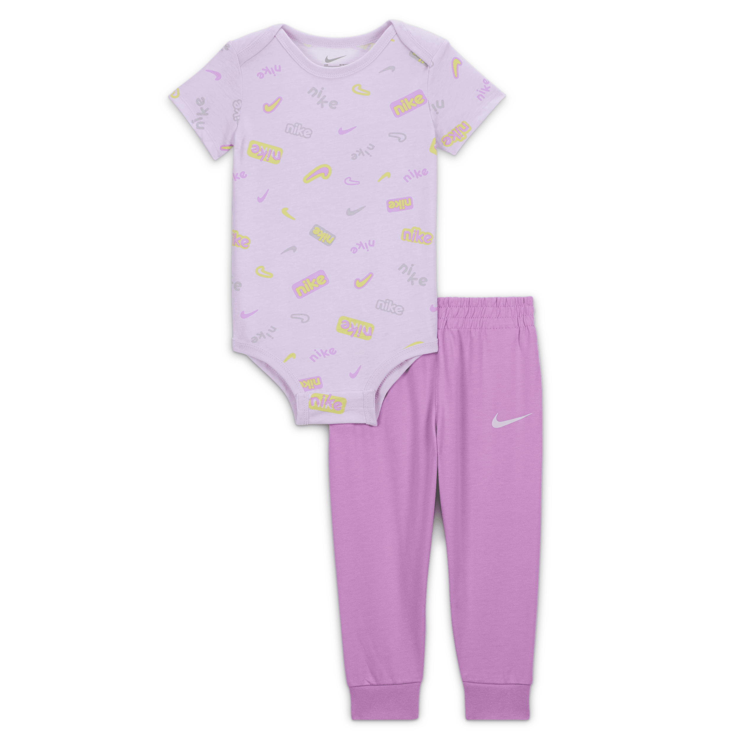 Nike E1d1 Baby Short Sleeve Bodysuit And Pants Set In Pink