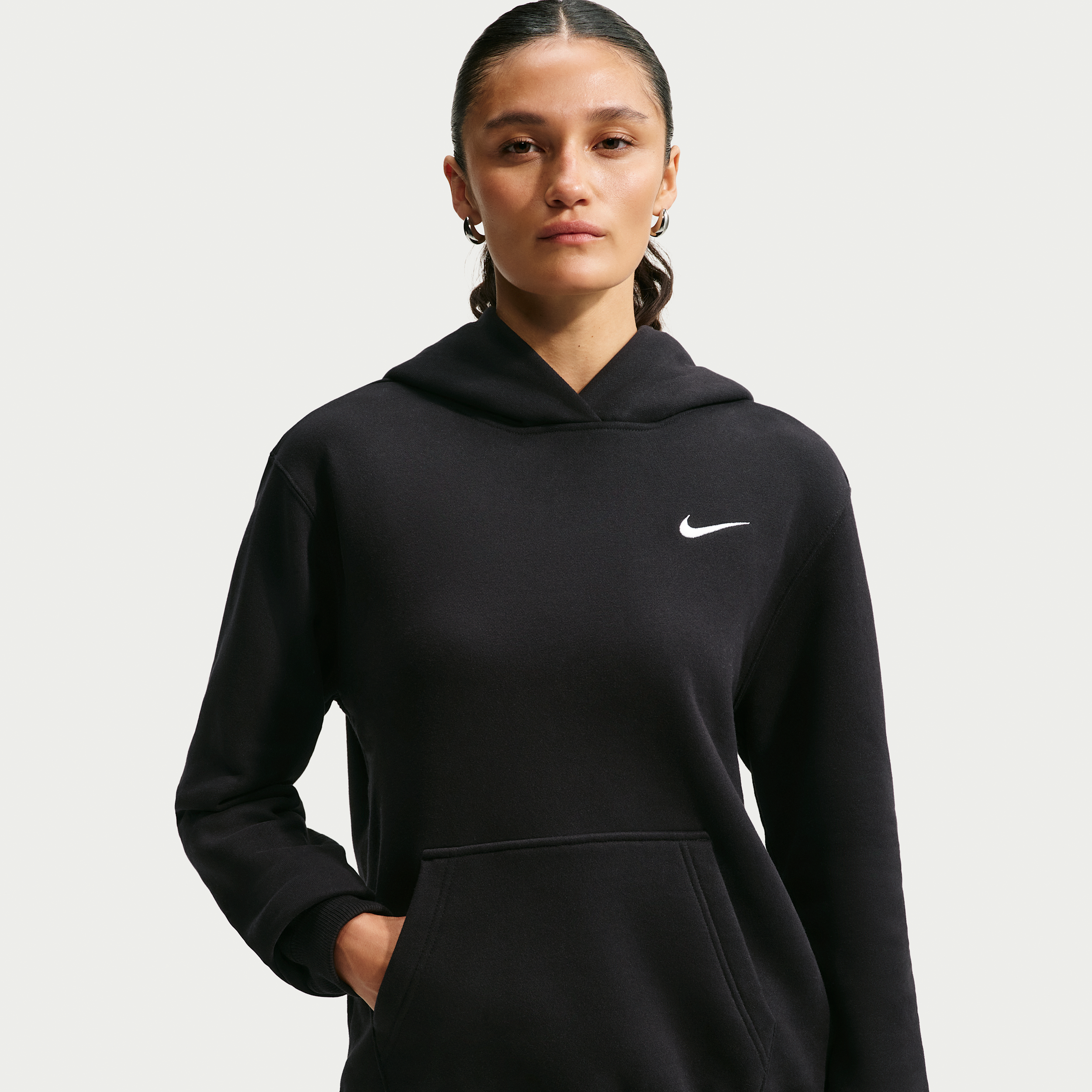 Nike Women's Studio Fleece Medium Weight Pullover Hoodie in Black | IR8301-001