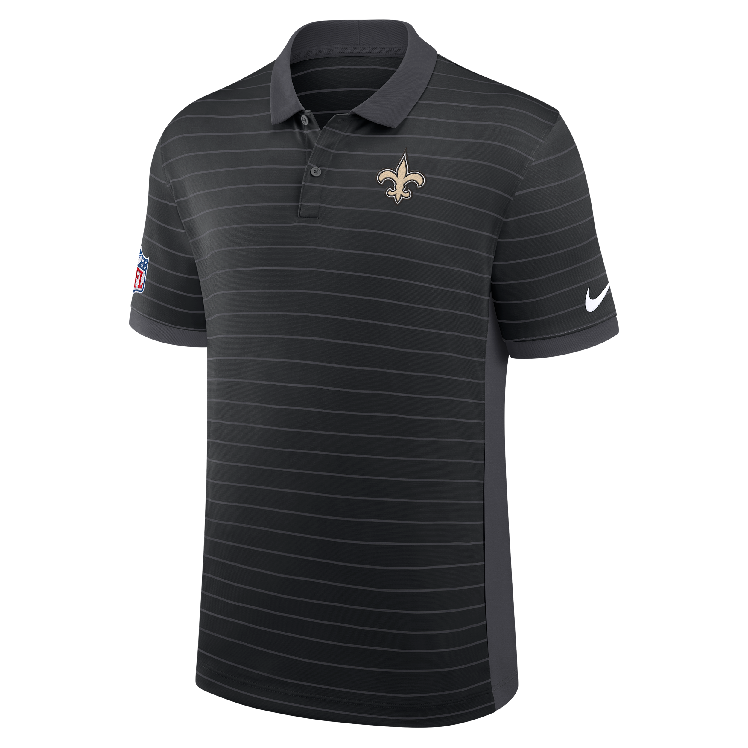 New Orleans Saints Sideline Victory Stripe Nike Men's Dri-FIT NFL Polo in Black | 03BG166N7W-RPE