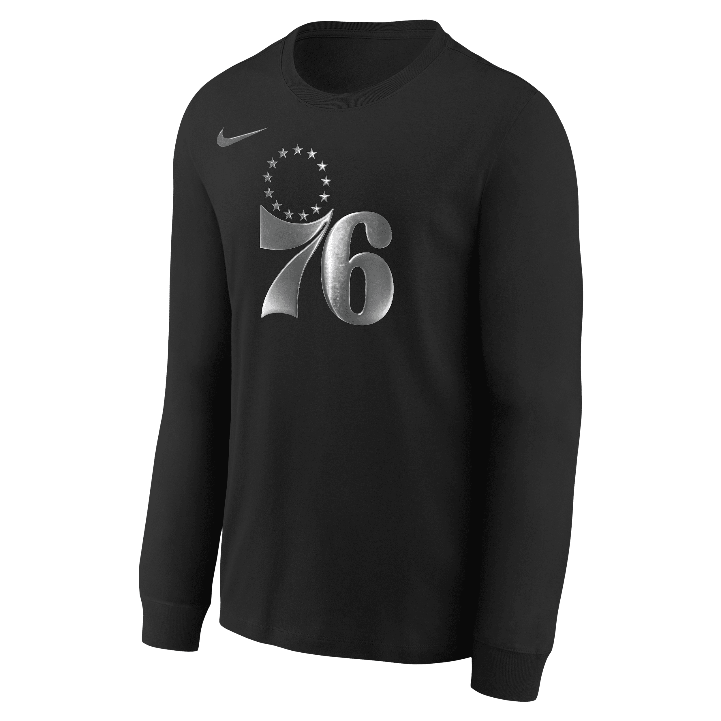 Nike Philadelphia 76ers Courtside Big Kids'  Nba Boxy Long-sleeve T-shirt In Black