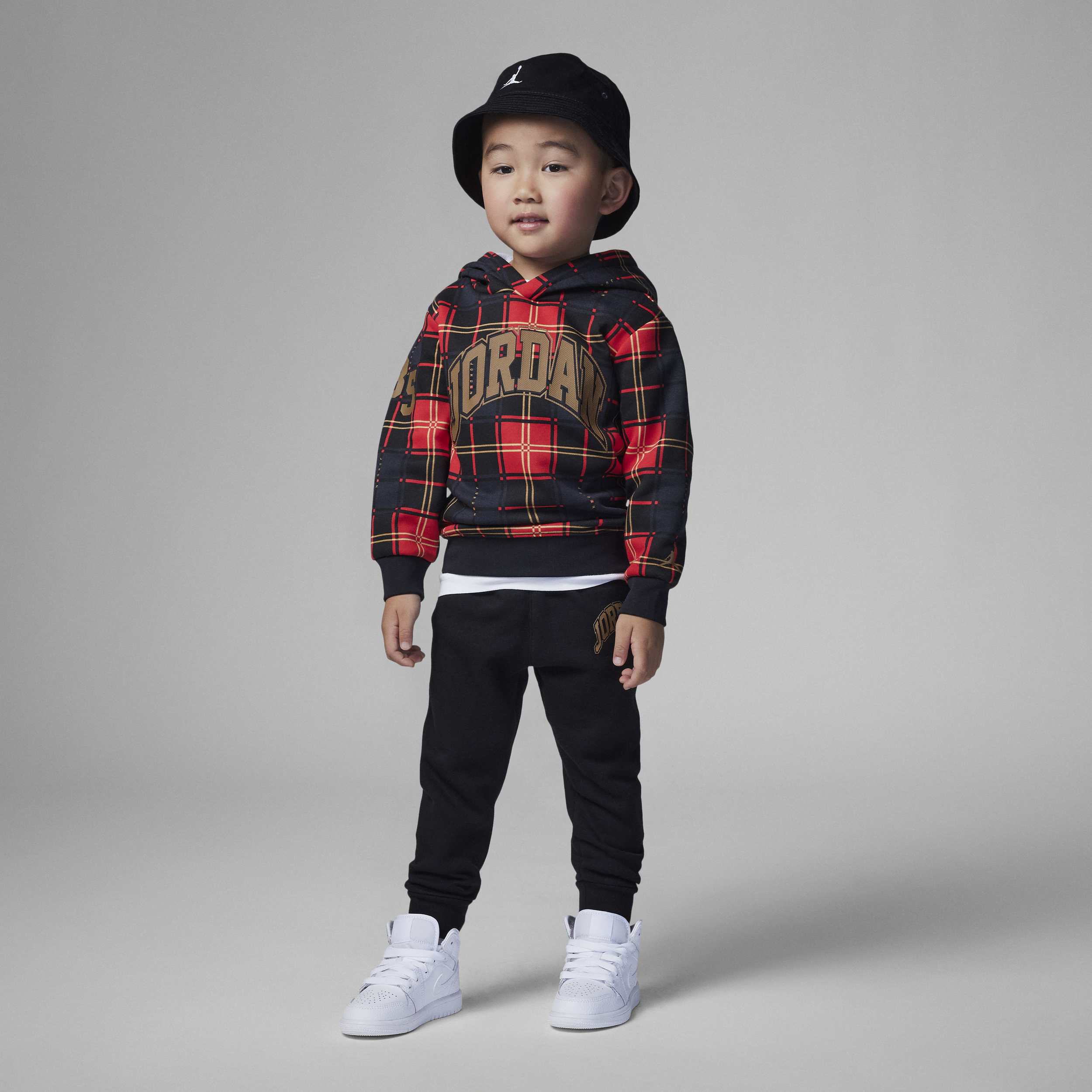 Jordan Kids' Essentials Plaid Hoodie And Jogger Pants Set Toddler Set In Black