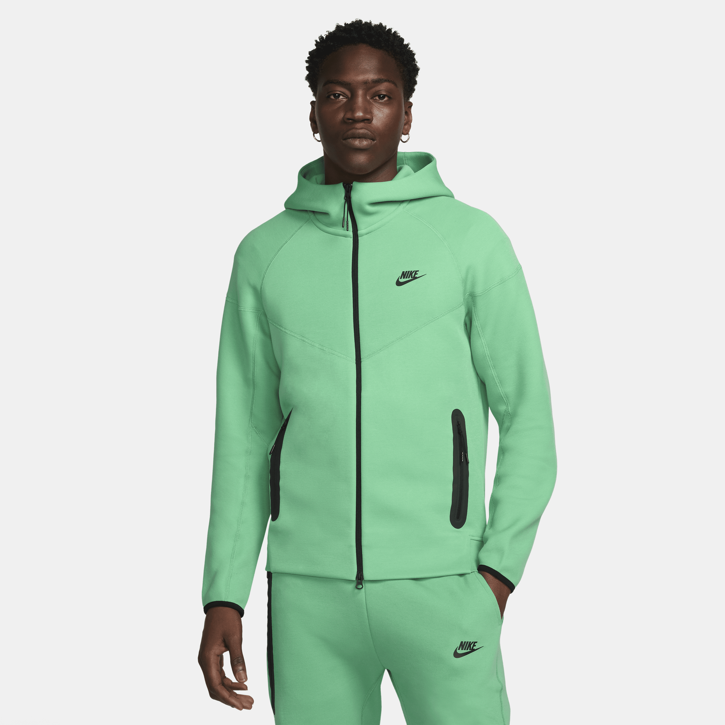 Shop Nike Men's  Sportswear Tech Fleece Windrunner Full-zip Hoodie In Green