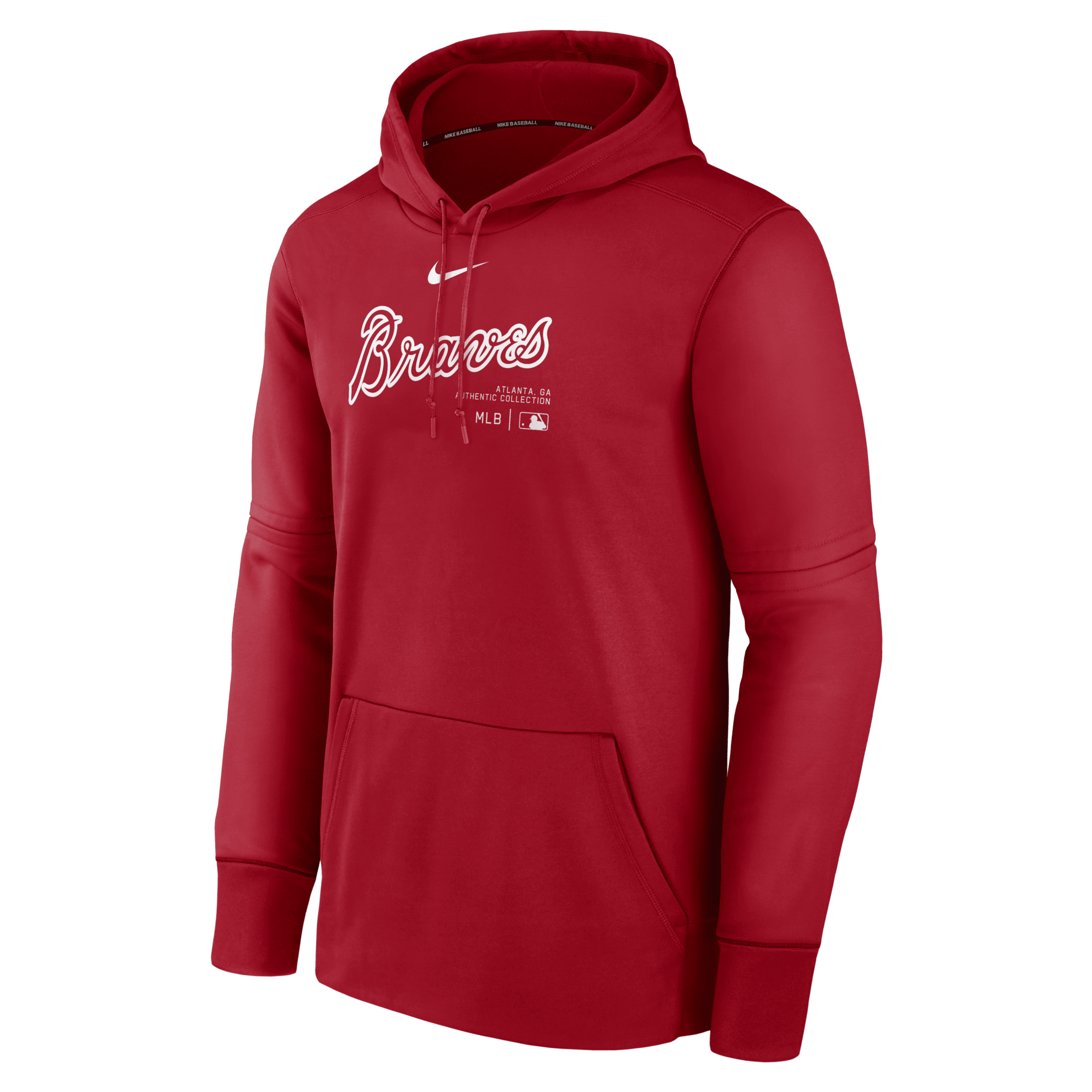 Nike Men's Atlanta Braves Authentic Collection Practice  Therma Mlb Pullover Hoodie In Red