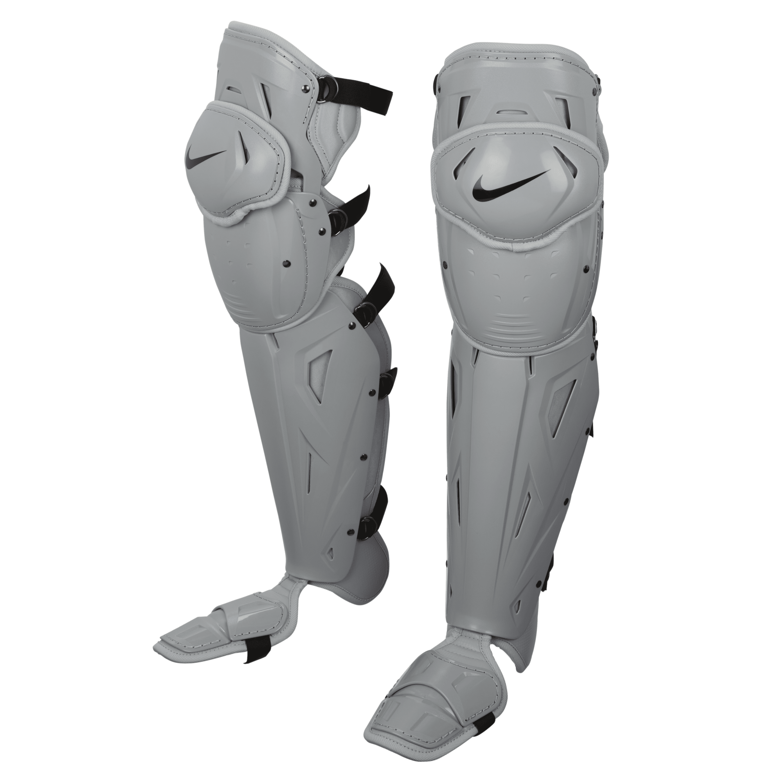 Nike Diamond Elite Catcher's Leg Guards, Men's, Wolf Grey/Wolf Grey/Black