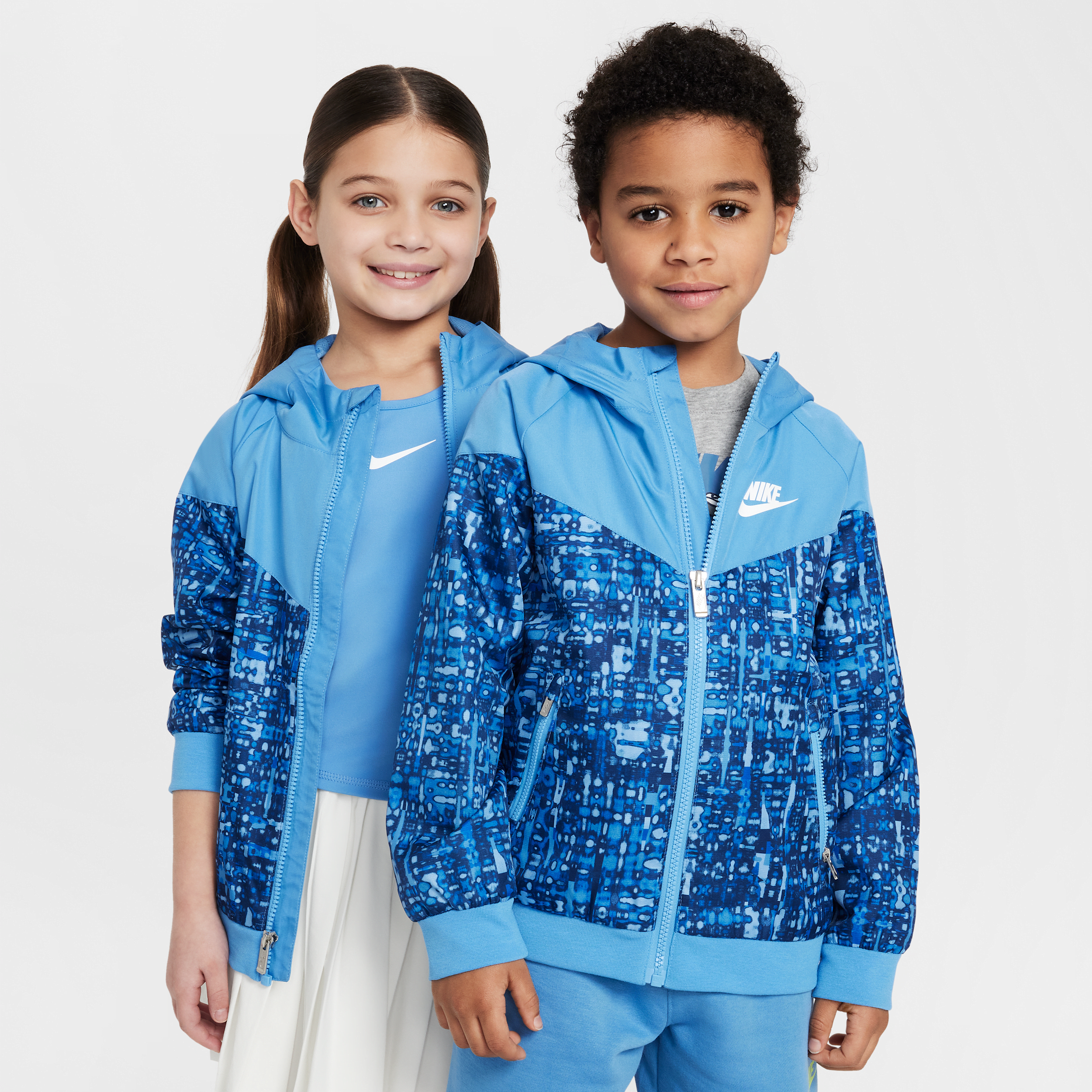 Nike Little Kids' Printed Windrunner Jacket In Blue