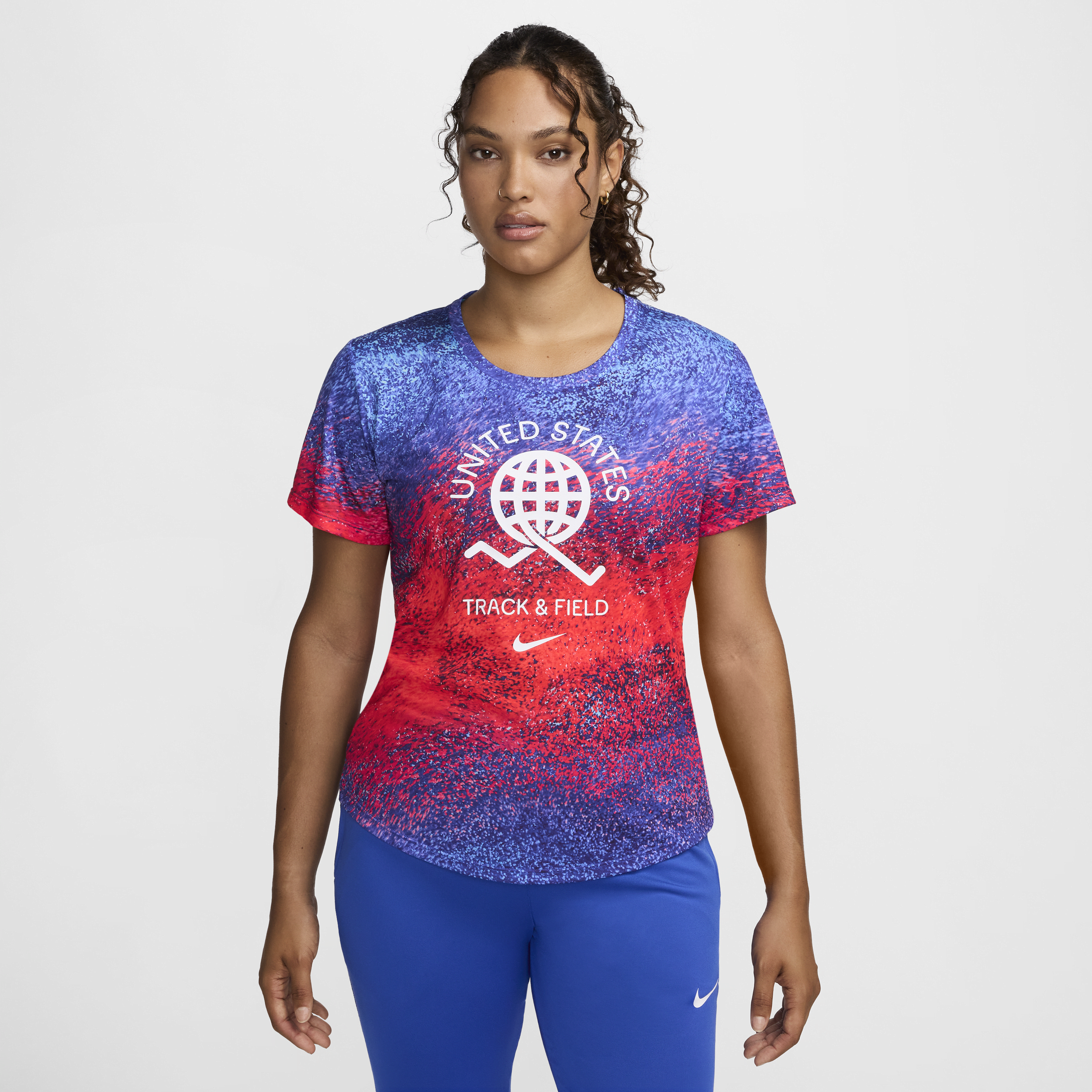 Shop Nike Usa One  Women's Dri-fit Running Short-sleeve Top In Red