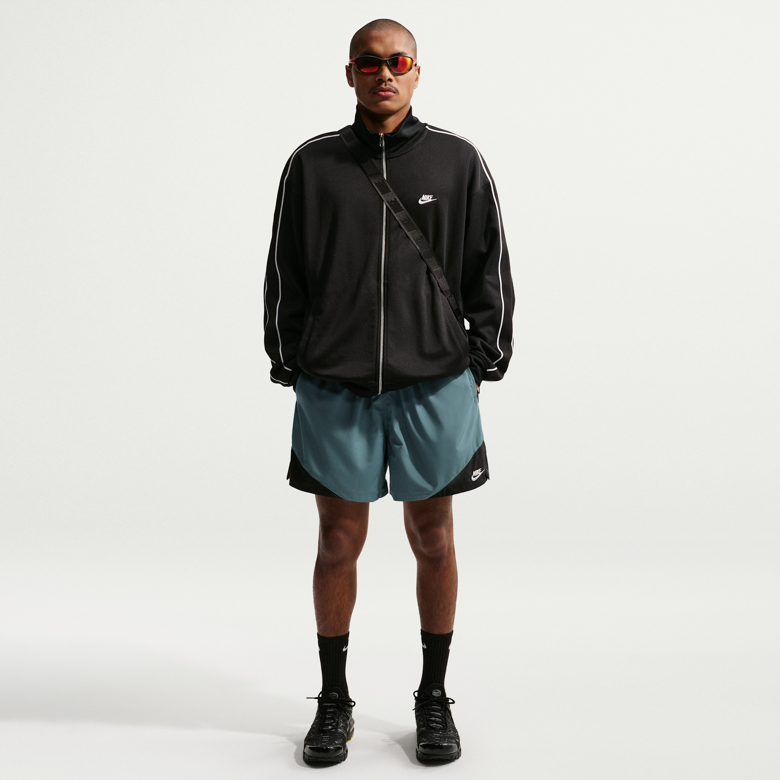 Nike Men's Windrunner Lightweight Woven Shorts in Mineral Slate/Black/White Size: Large
