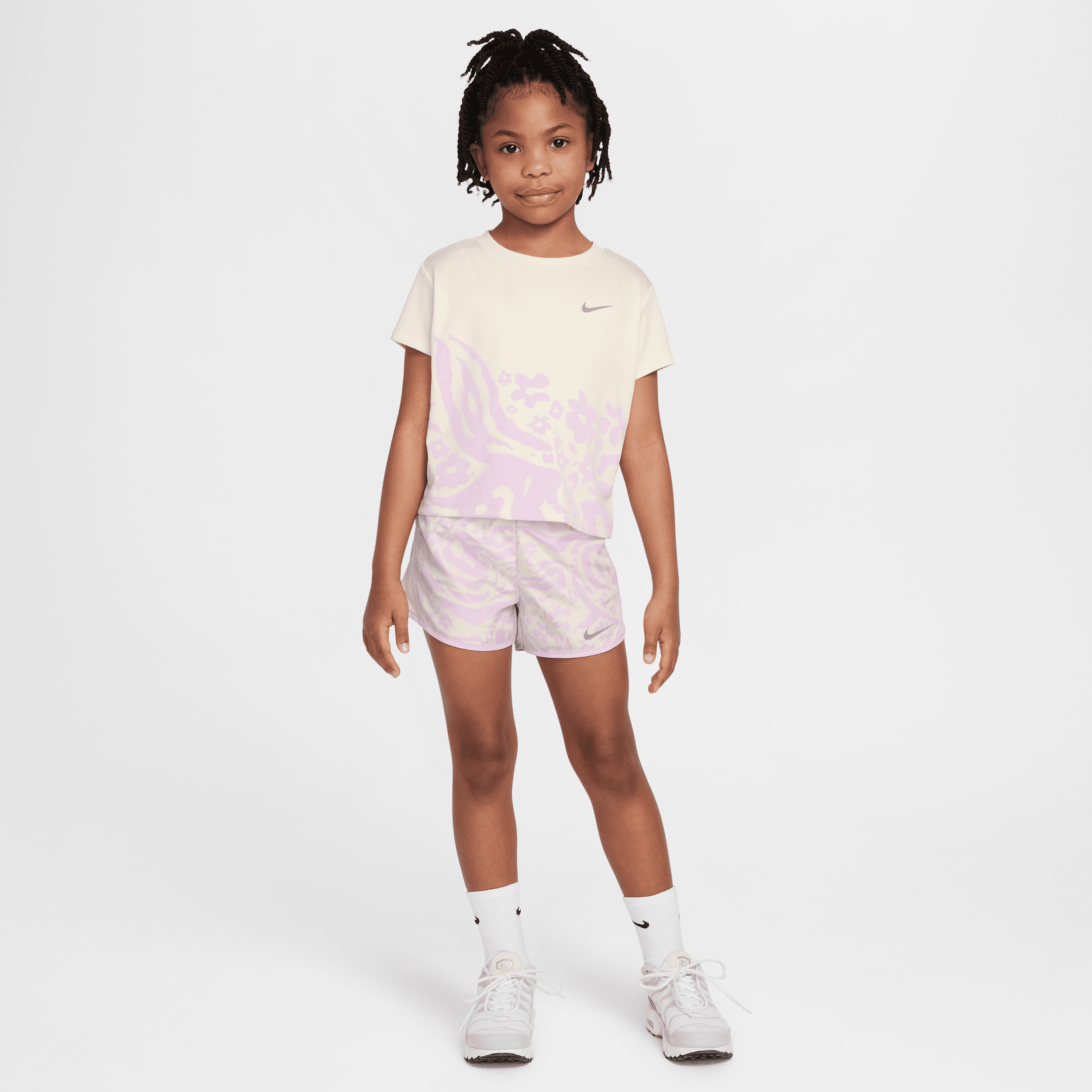 Nike Dri-fit Little Kids' Wild Flower 2-piece Tempo Set In White