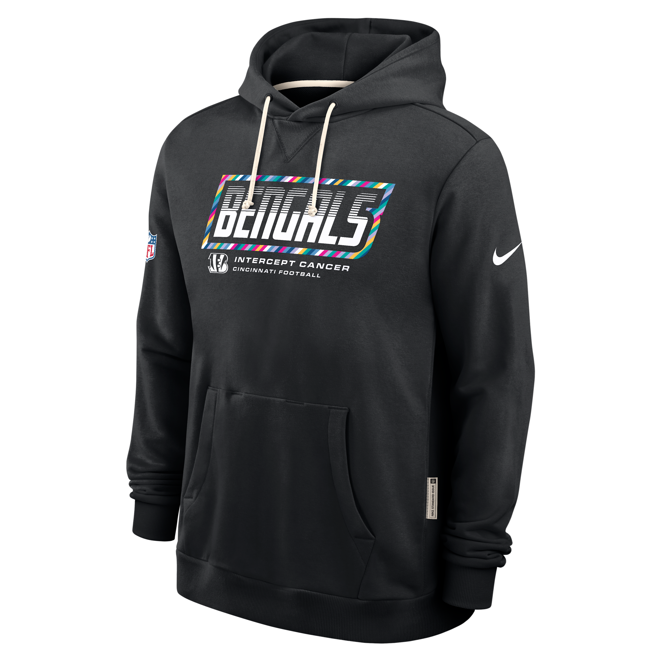 Cincinnati Bengals Crucial Catch Sideline Standard Issue Nike Men's Dri-FIT NFL Pullover Hoodie in Black | 03AZ00AZUY-F9R