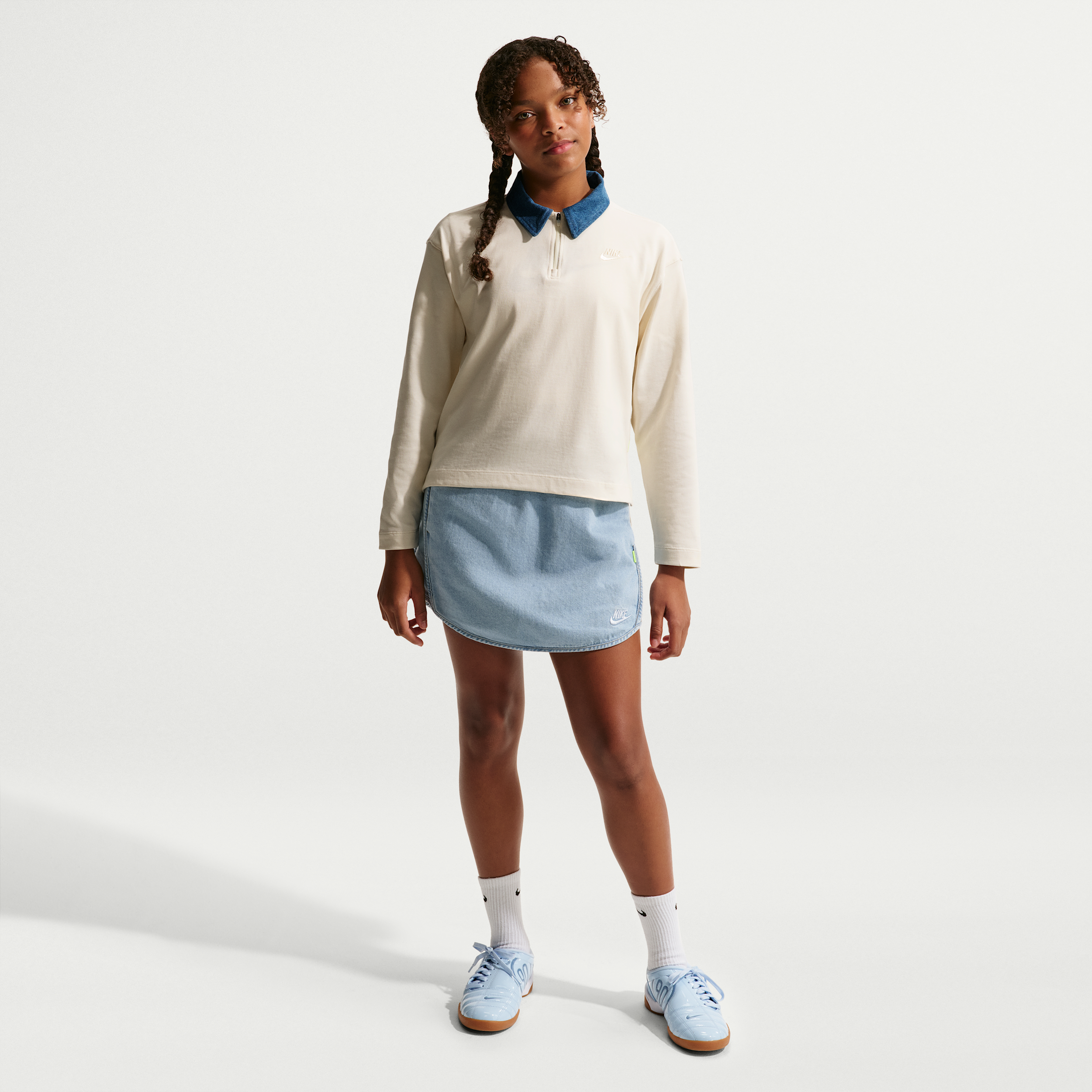 Nike Sportswear Collection Big Kids' (Girls') Denim Skirt in Blue | IF2314-436