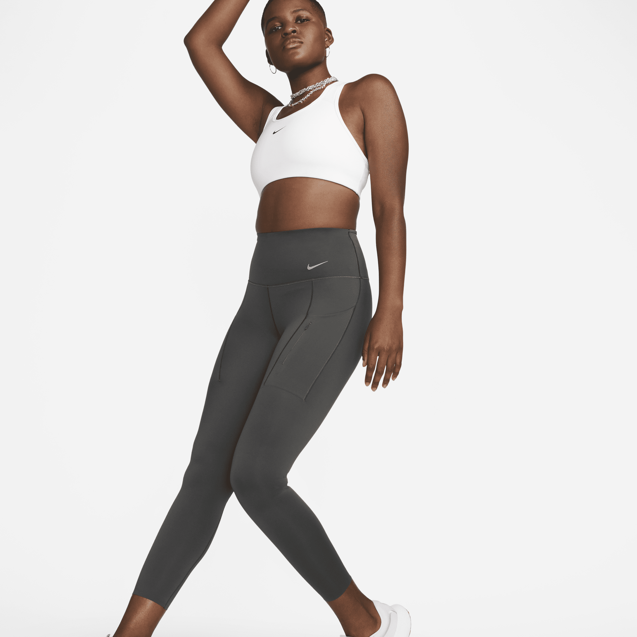 Nike Women's Go Firm-support High-waisted 7/8 Leggings With Pockets In Brown