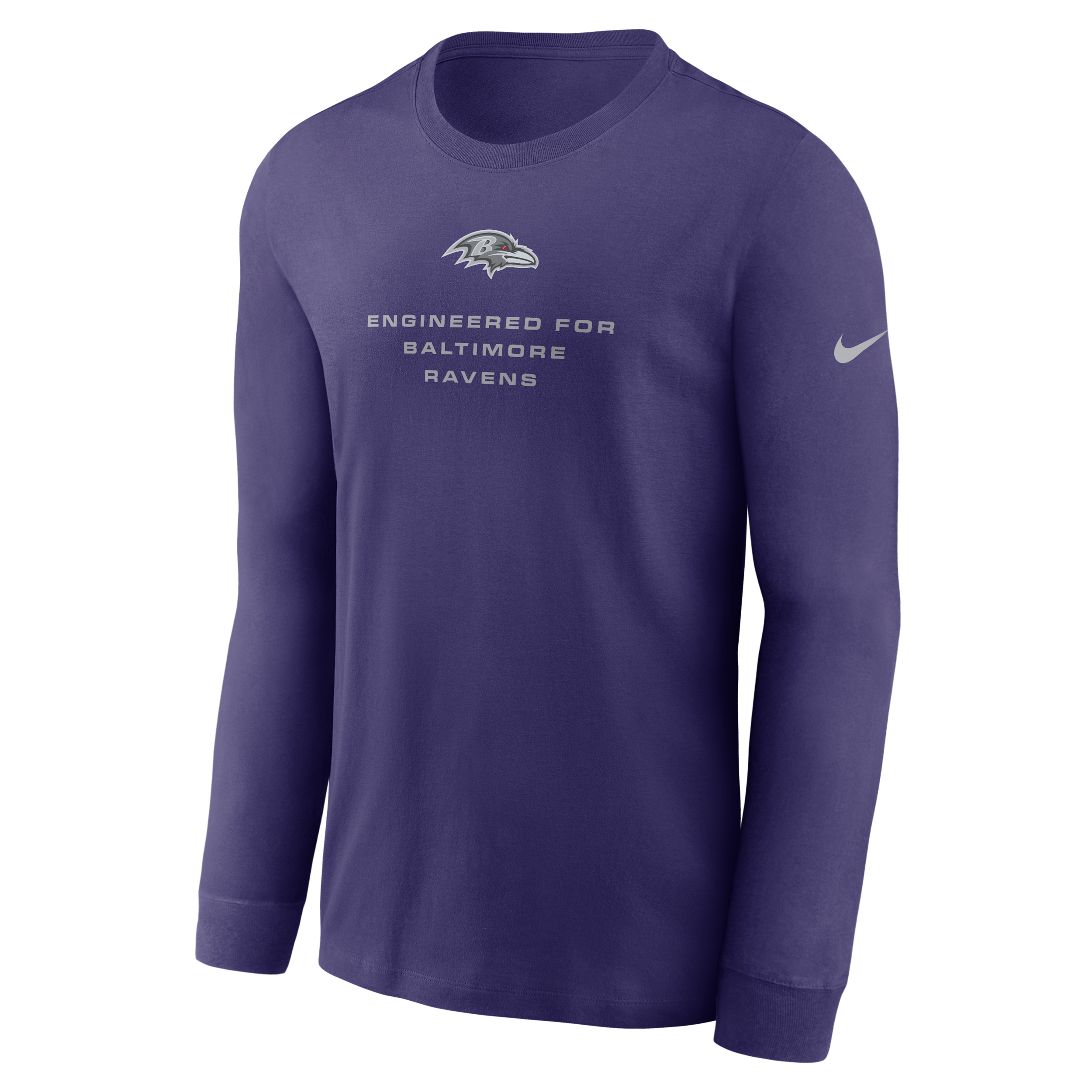 Nike Men's Baltimore Ravens Sideline Bold Arch Star Screen Print Crewneck Long-Sleeve T-Shirt - Purple