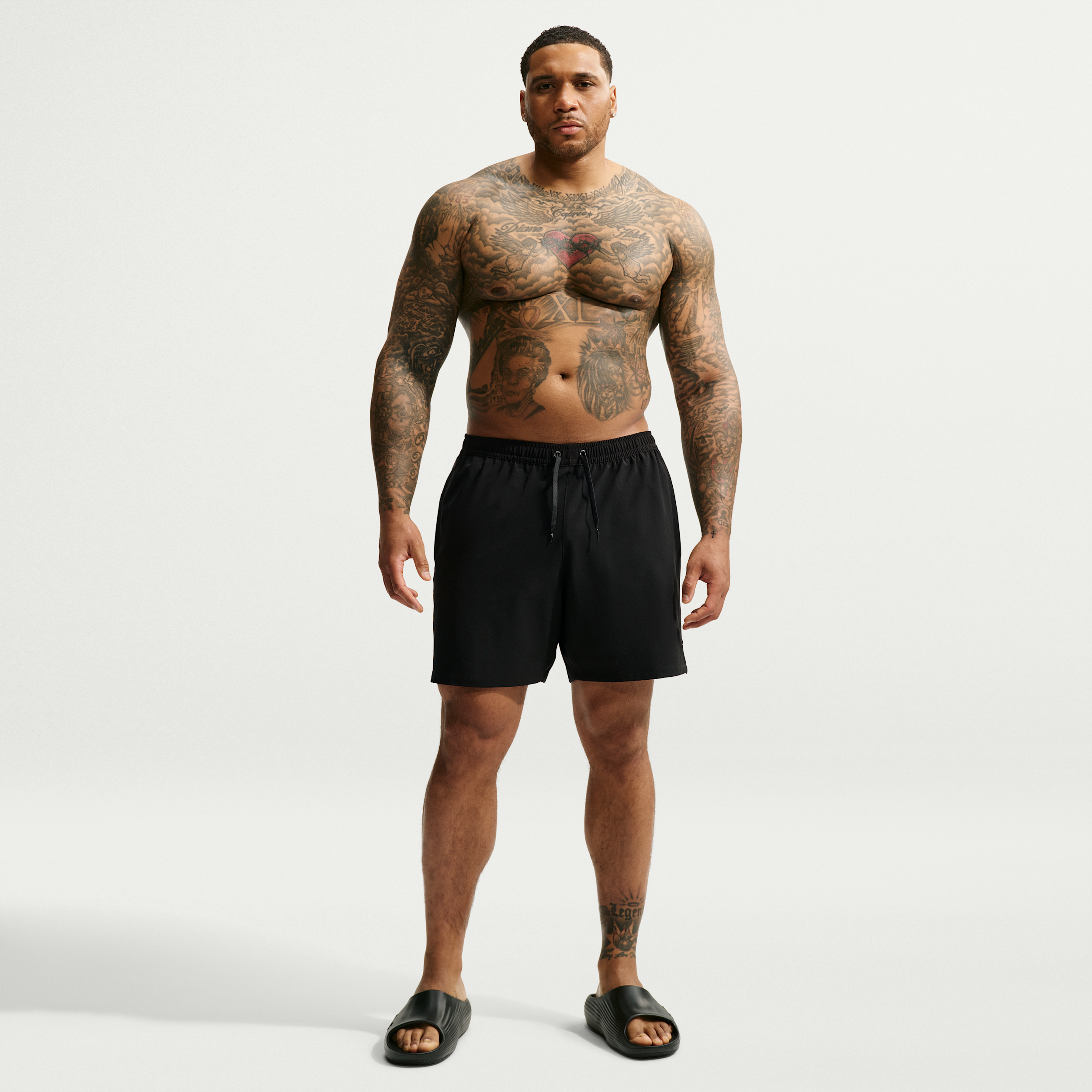 Nike Men's Swim Contend Essential 7" Brief-Lined Volley Short (Big & Tall) in Black | NESSG591-001