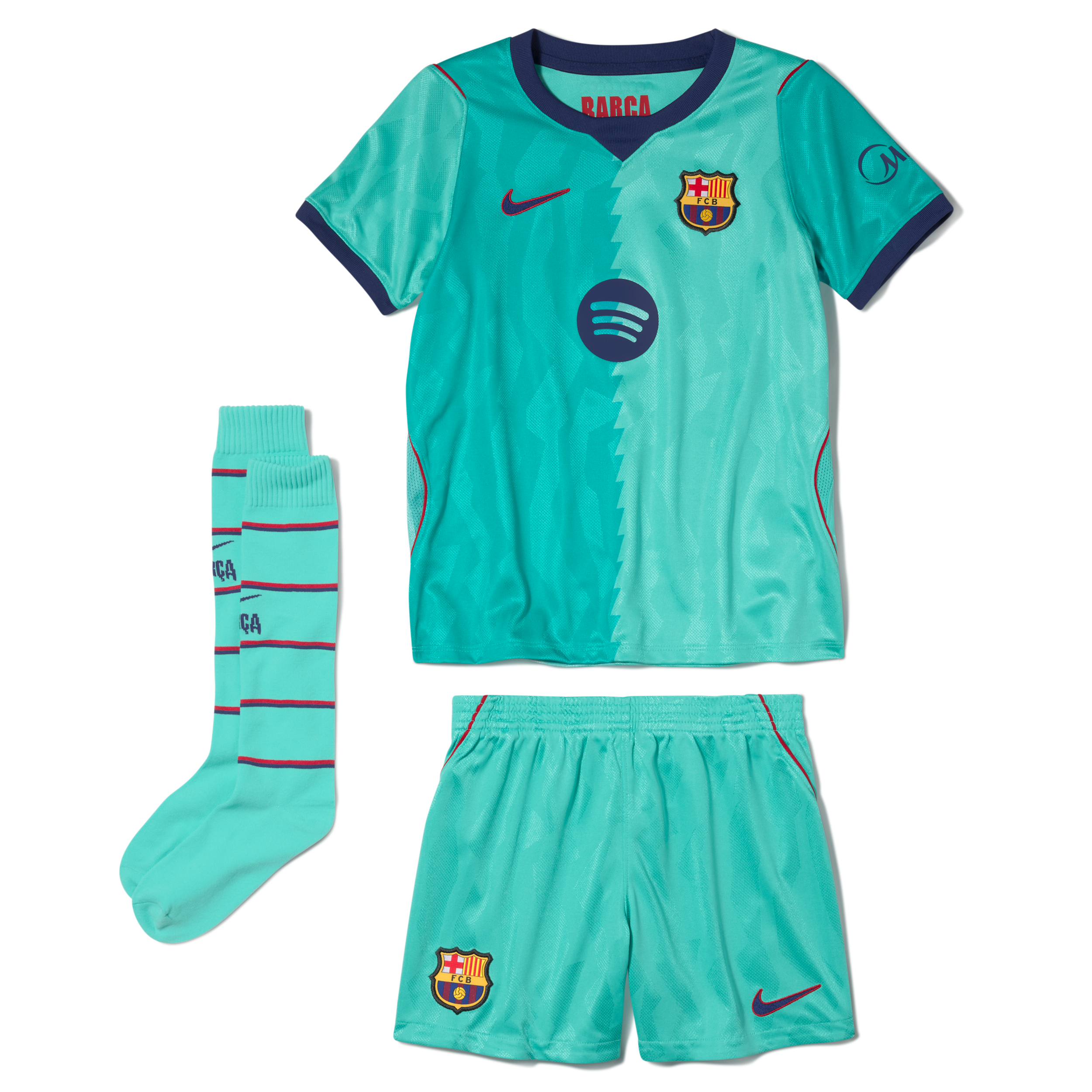 FC Barcelona 2026/27 Stadium Third Little Kids' Nike Soccer Replica 3-Piece Kit in Green | II6697-301
