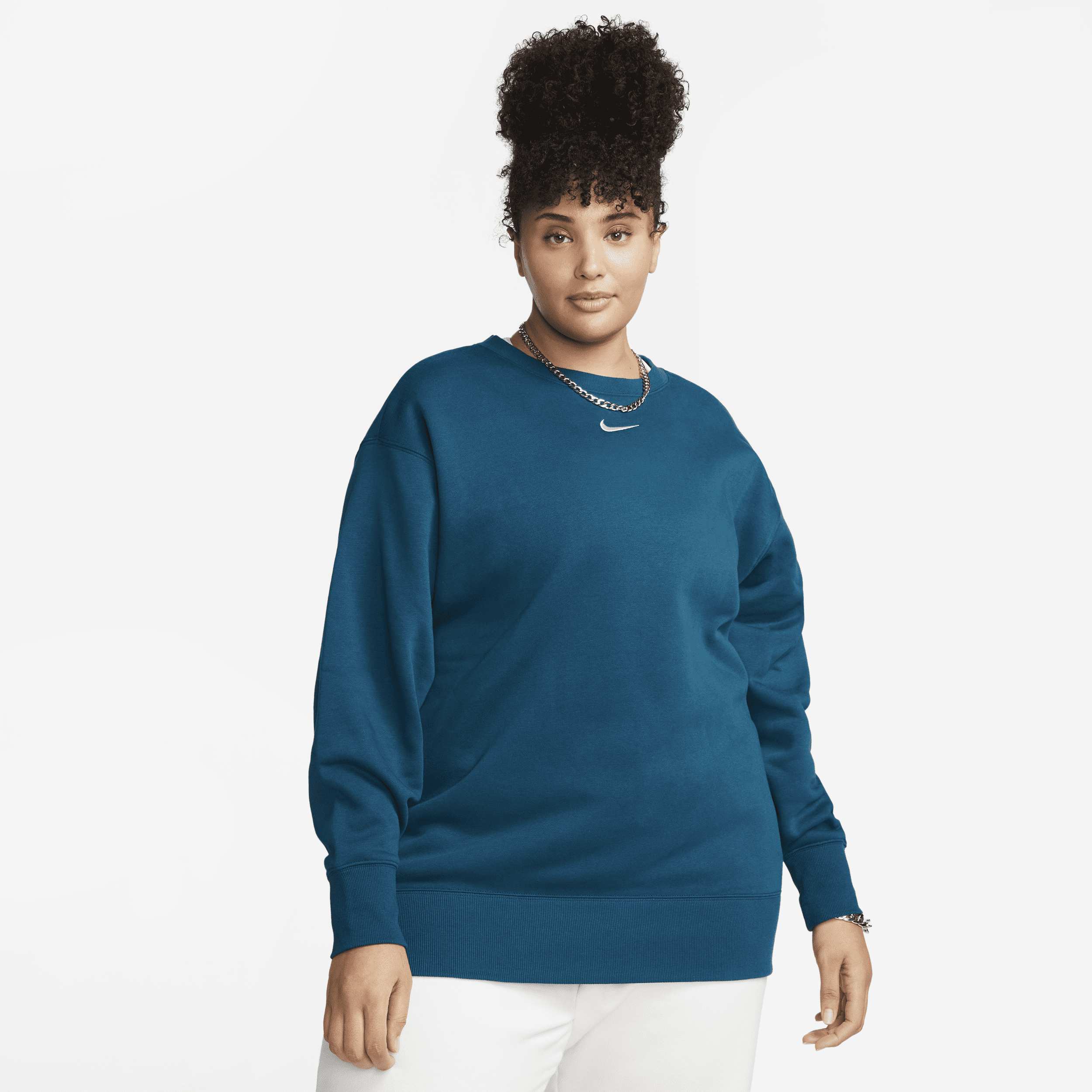 Nike Women's  Sportswear Phoenix Fleece Oversized Crewneck Sweatshirt (plus Size) In Blue