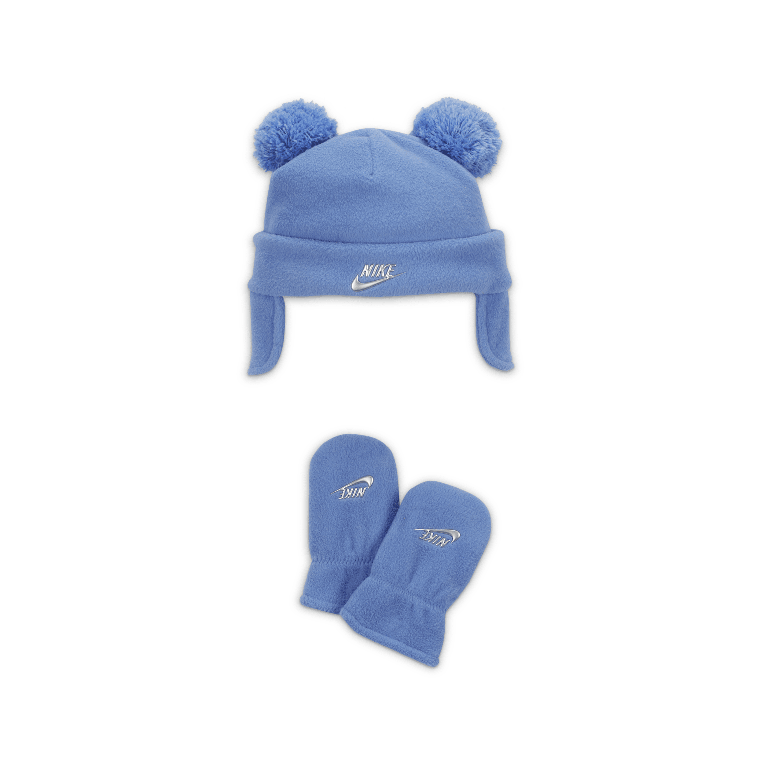 Nike Two-pom Peak Baby Trapper Set Baby 2-piece Hat Set In Blue