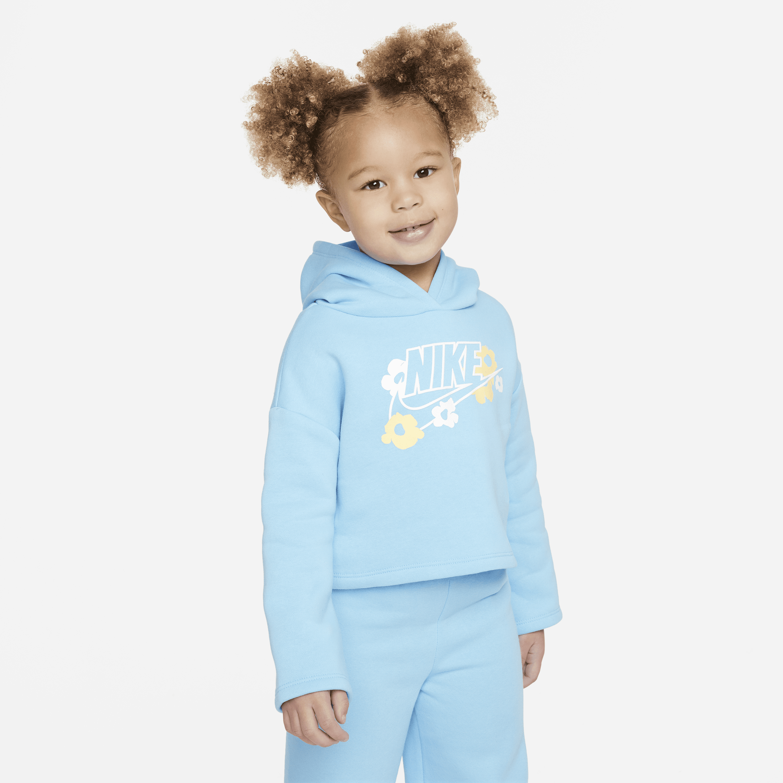 Nike Babies' Floral Fleece Toddler Graphic Hoodie In Blue