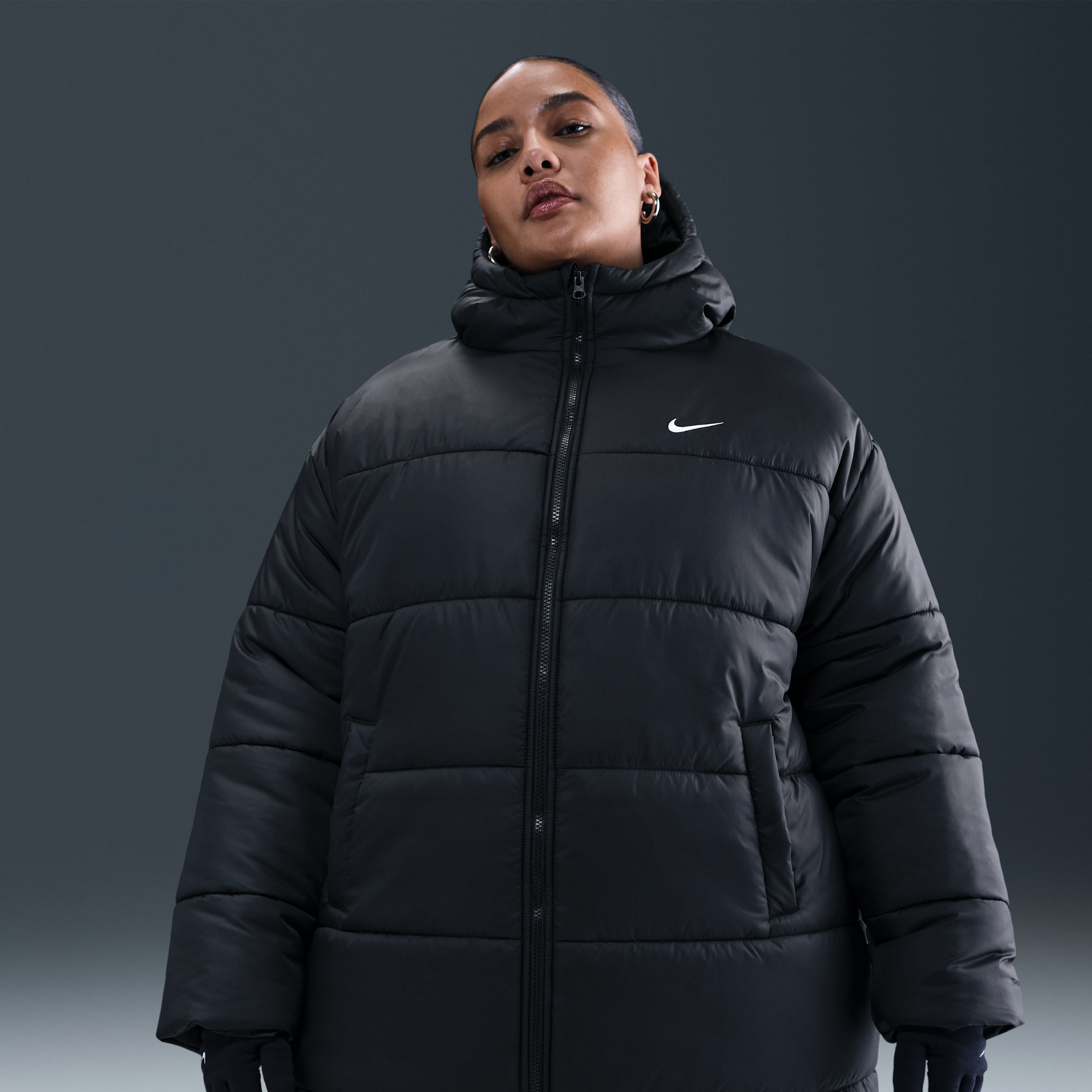Nike Women's  Sportswear Classic Therma-fit Loose Parka (plus Size) In Black
