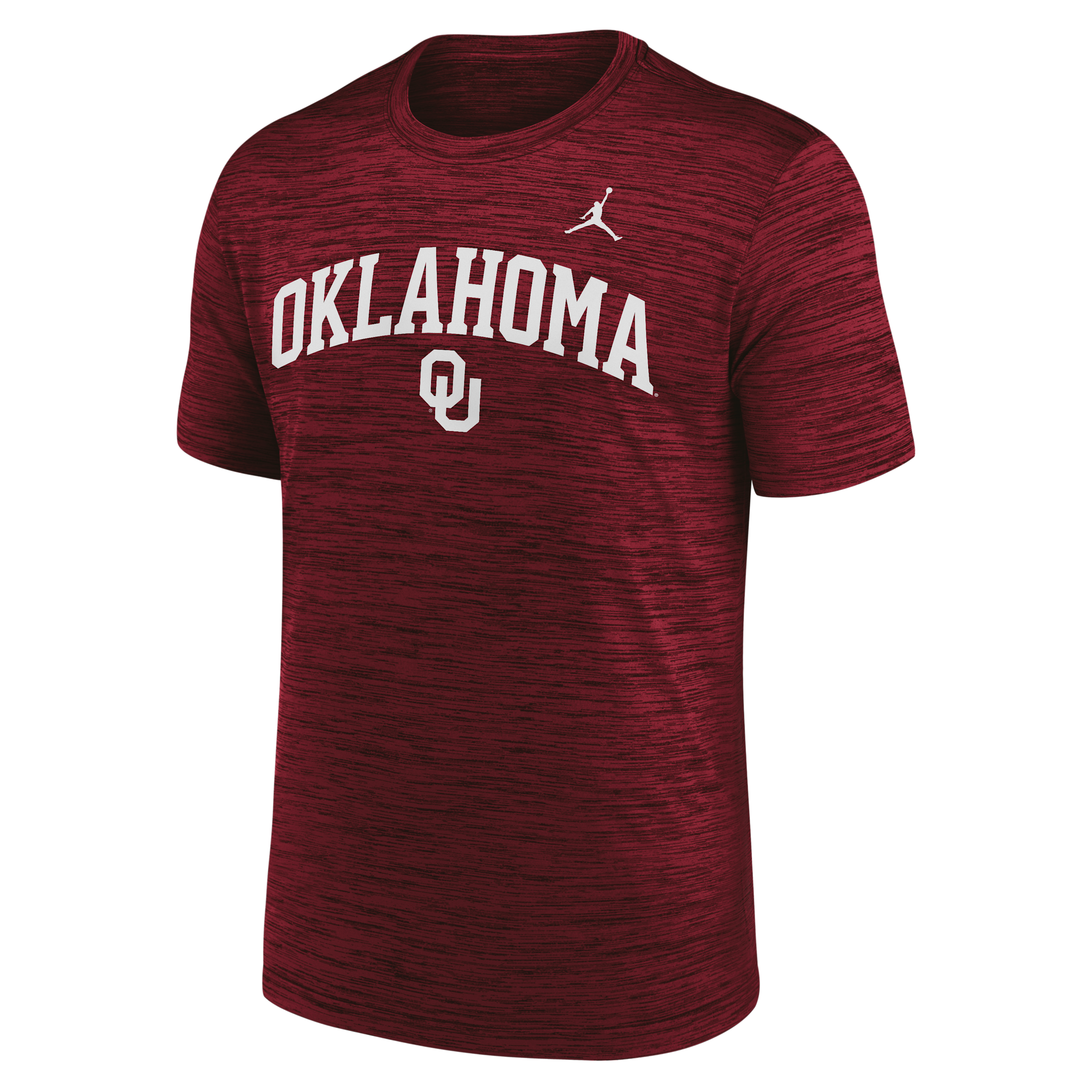 Men's Oklahoma Primetime Arch Logo Velocity Jordan Brand Dri-FIT College T-Shirt in Red | NKPQ69WOKN-VFM