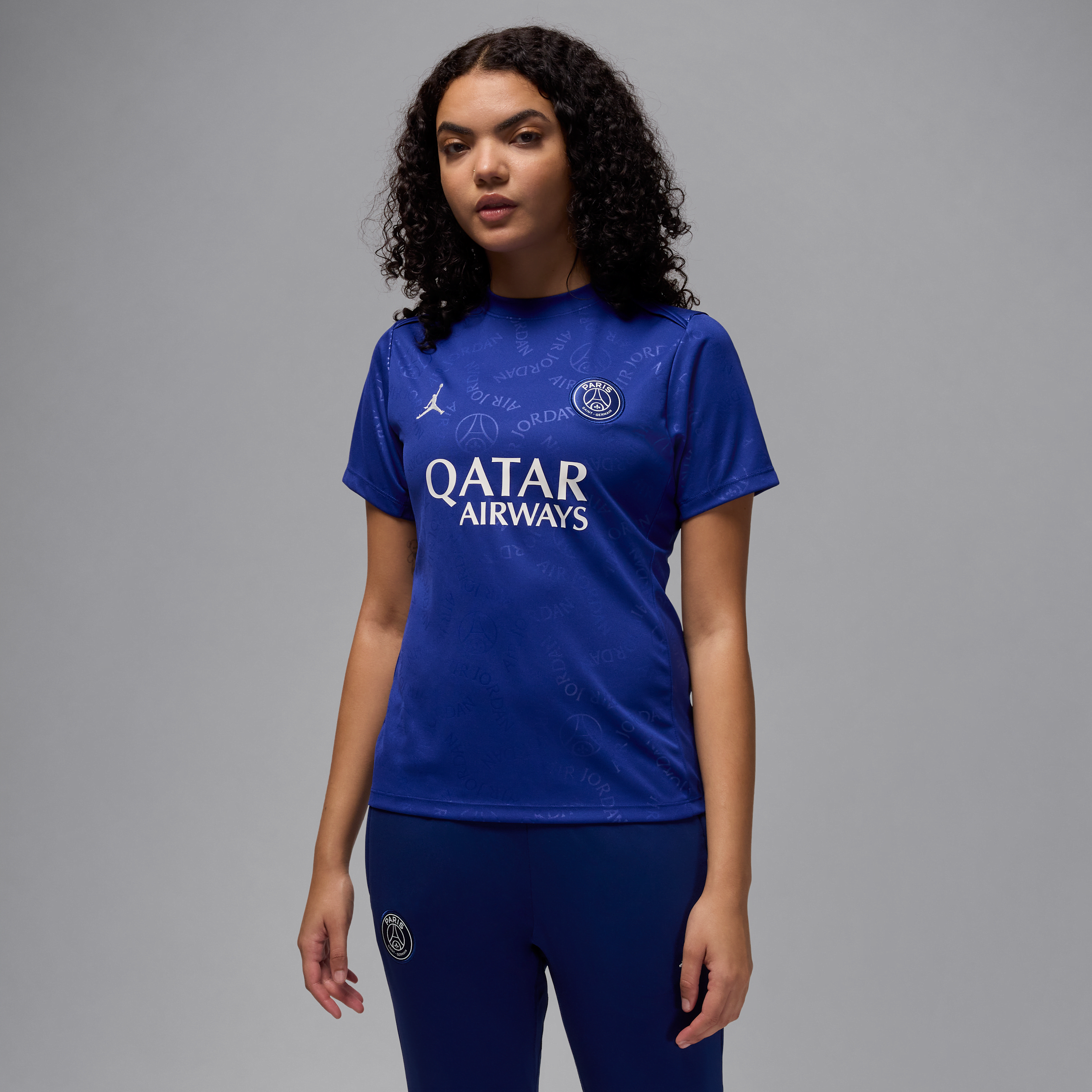 Nike Women's Paris Saint-germain Academy Pro Fourth Jordan Dri-fit Soccer Short-sleeve Pre-match Top In Blue