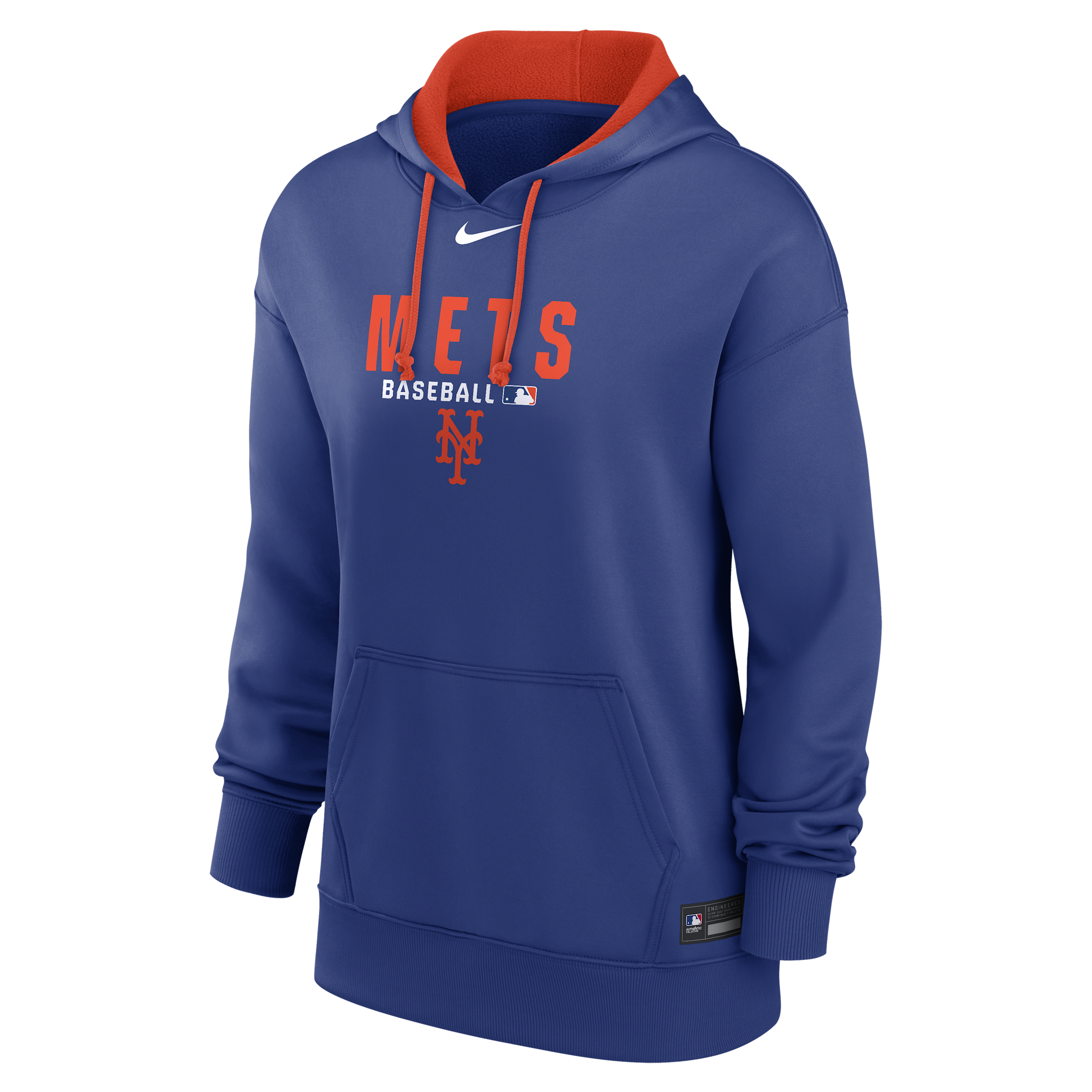 Women's New York Mets Authentic Collection Nike Therma MLB Pullover Hoodie in Blue | 22MN156NNME-RMG