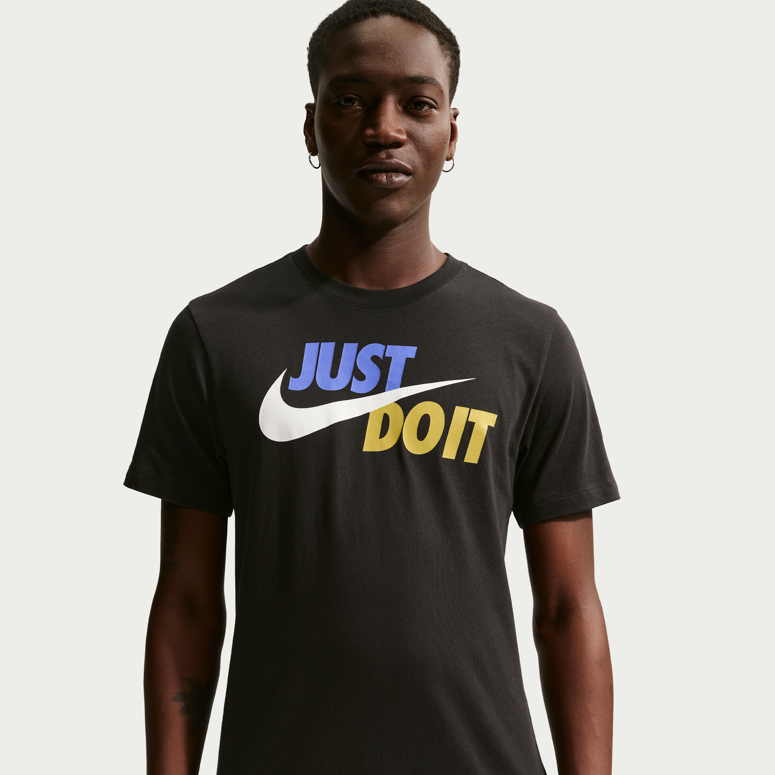 Nike Just Do It Mens Crew Neck Short Sleeve Classic Fit Big and Tall Graphic T-Shirt, Large Tall, Black