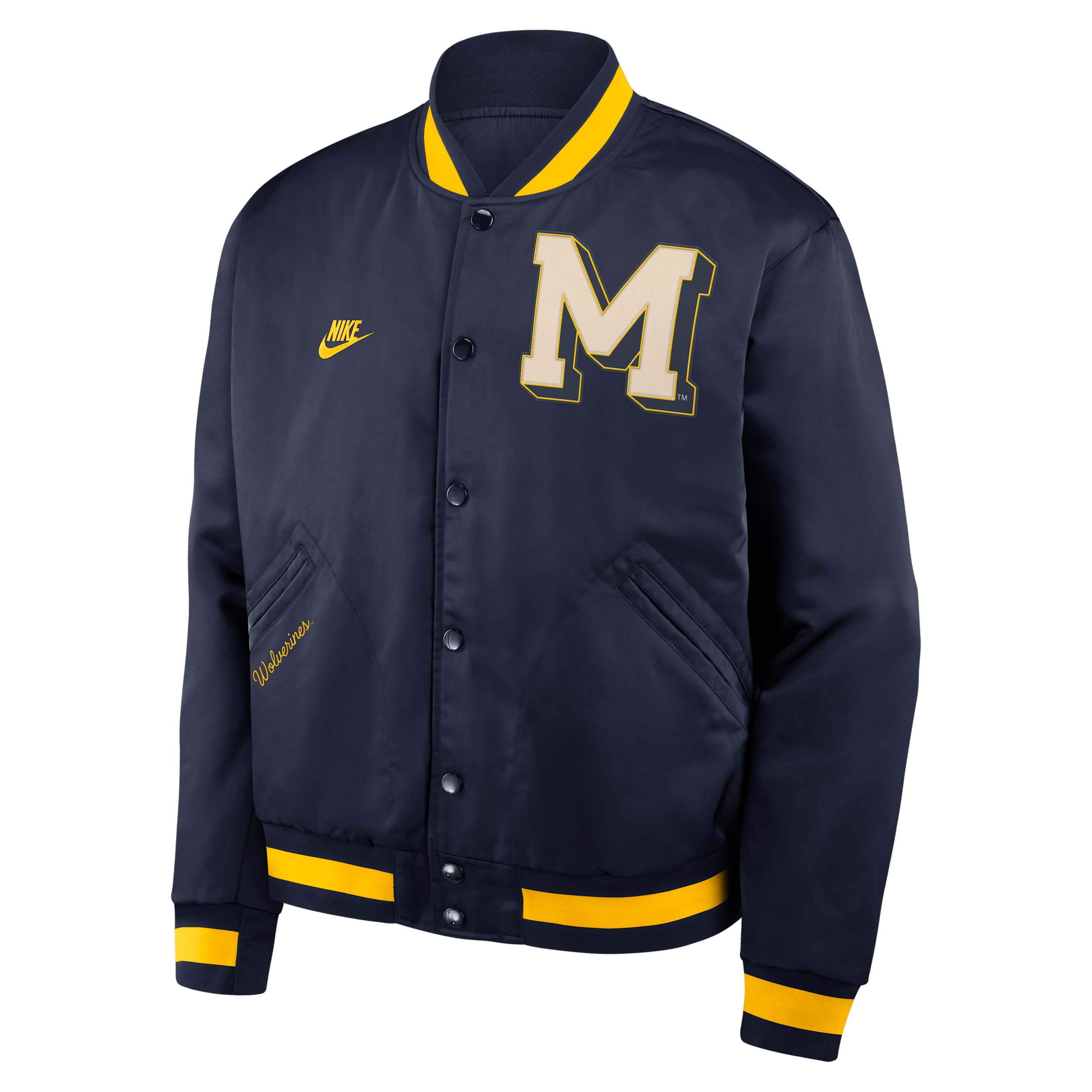 Jordan Michigan Legacy Nike Men's College Full-snap Bomber Jacket In Blue