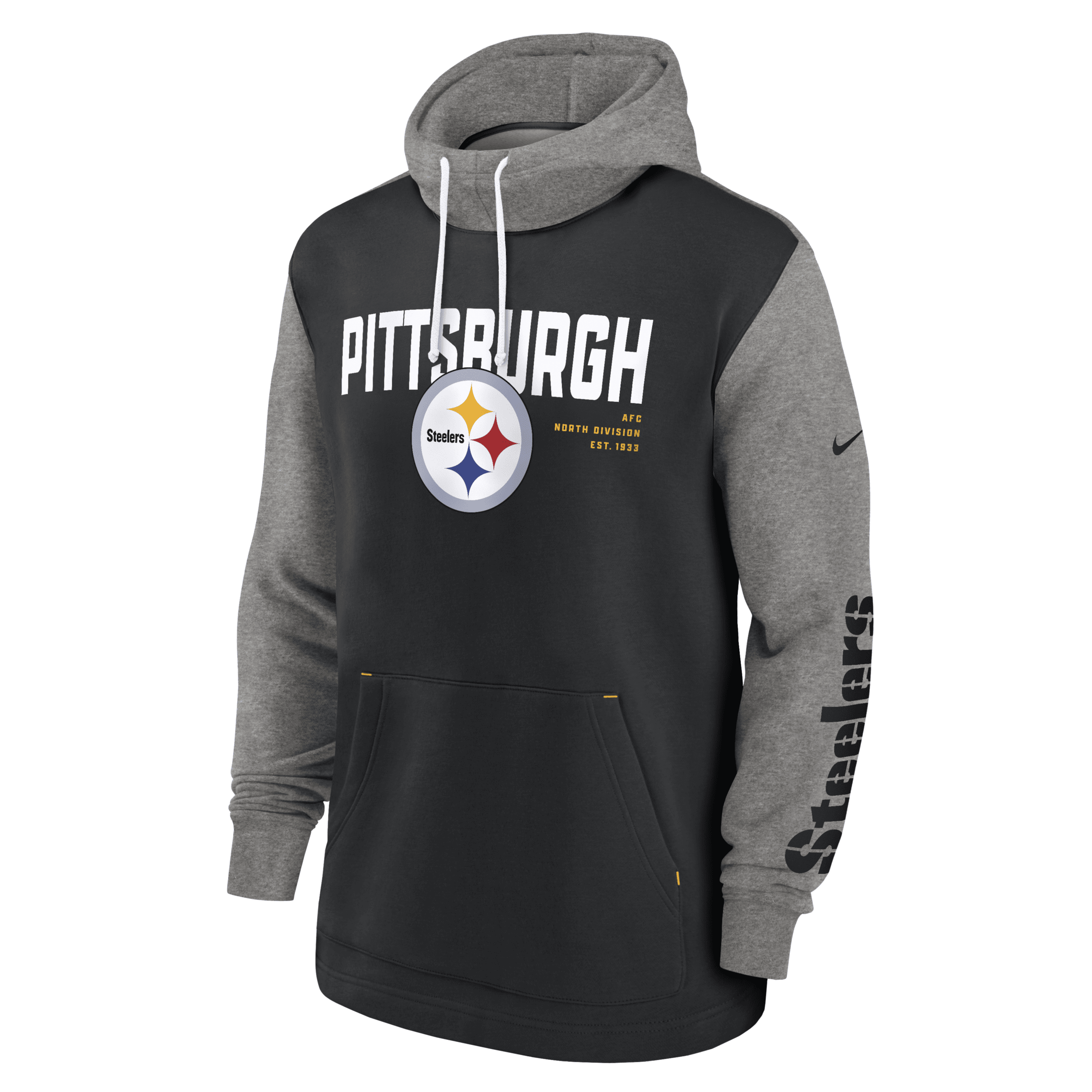 Pittsburgh Steelers Color Block Men's Nike NFL Pullover Hoodie.