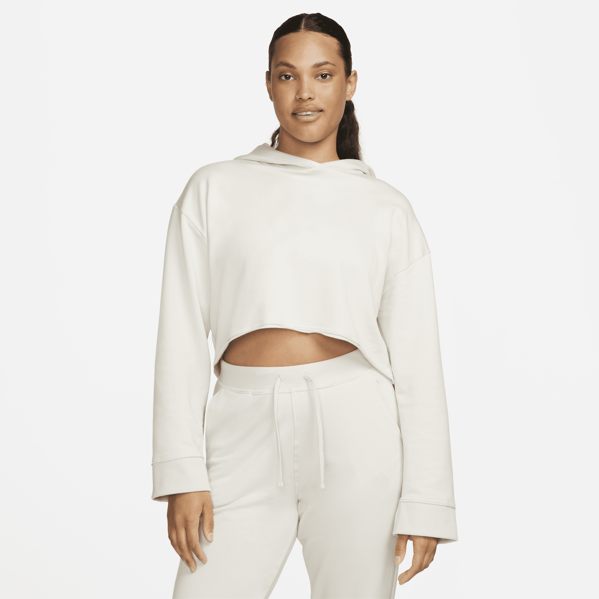 Shop Nike Women's  Yoga Luxe Cropped Fleece Hoodie In Brown