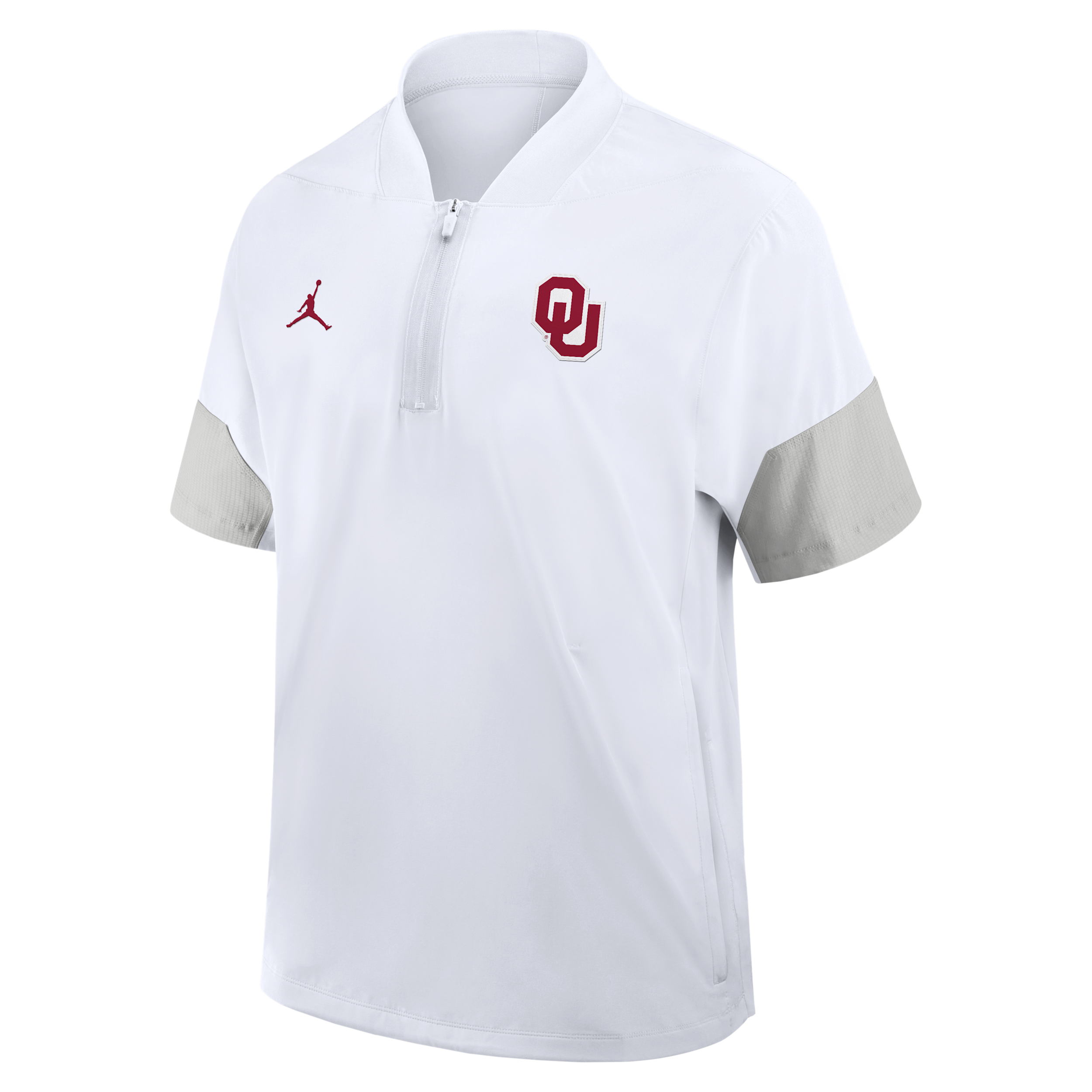 Jordan Oklahoma Sideline Coach Nike Men's Brand 1/2-zip Short-sleeve Hooded Jacket In White